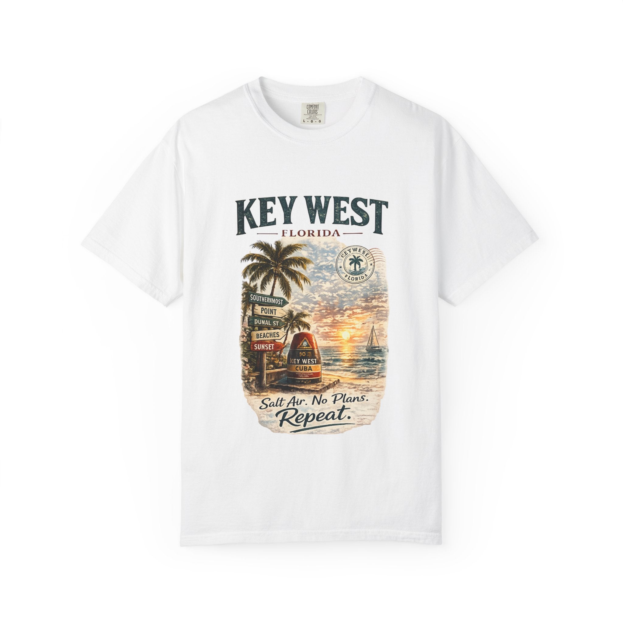 Key West Florida Sunset T‑Shirt — "Salt Air, No Plans, Repeat" Beach Tee