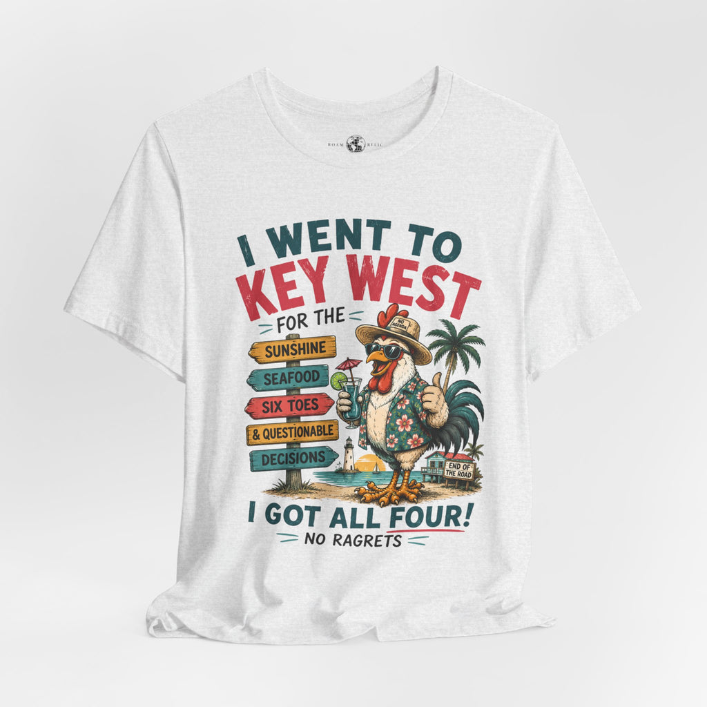 Key West Vacation T‑Shirt — “I Went to Key West for the Sunshine, Seafood, Six Toes & Questionable Decisions” - No Ragrets
