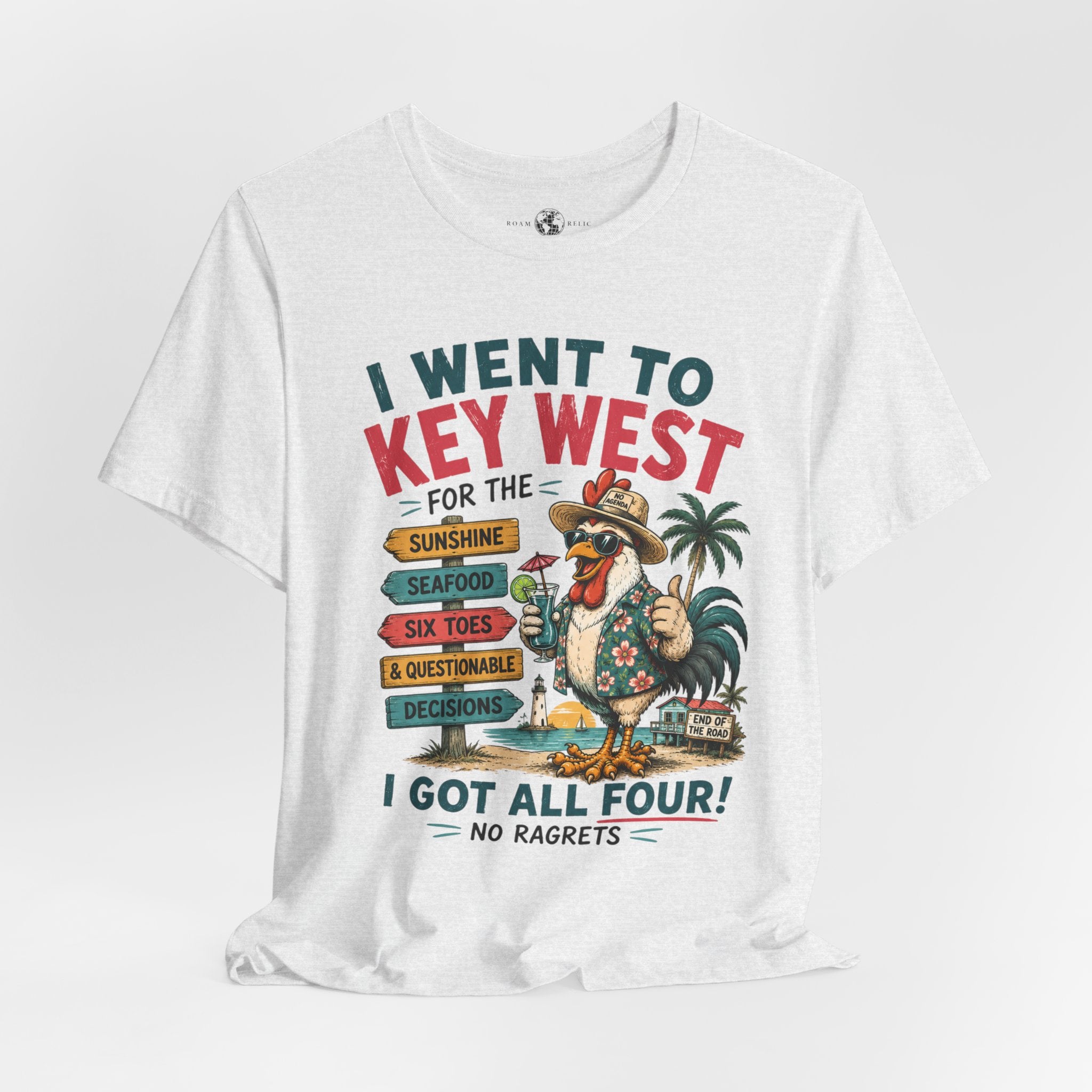 Key West Vacation T‑Shirt — “I Went to Key West for the Sunshine, Seafood, Six Toes & Questionable Decisions” - No Ragrets