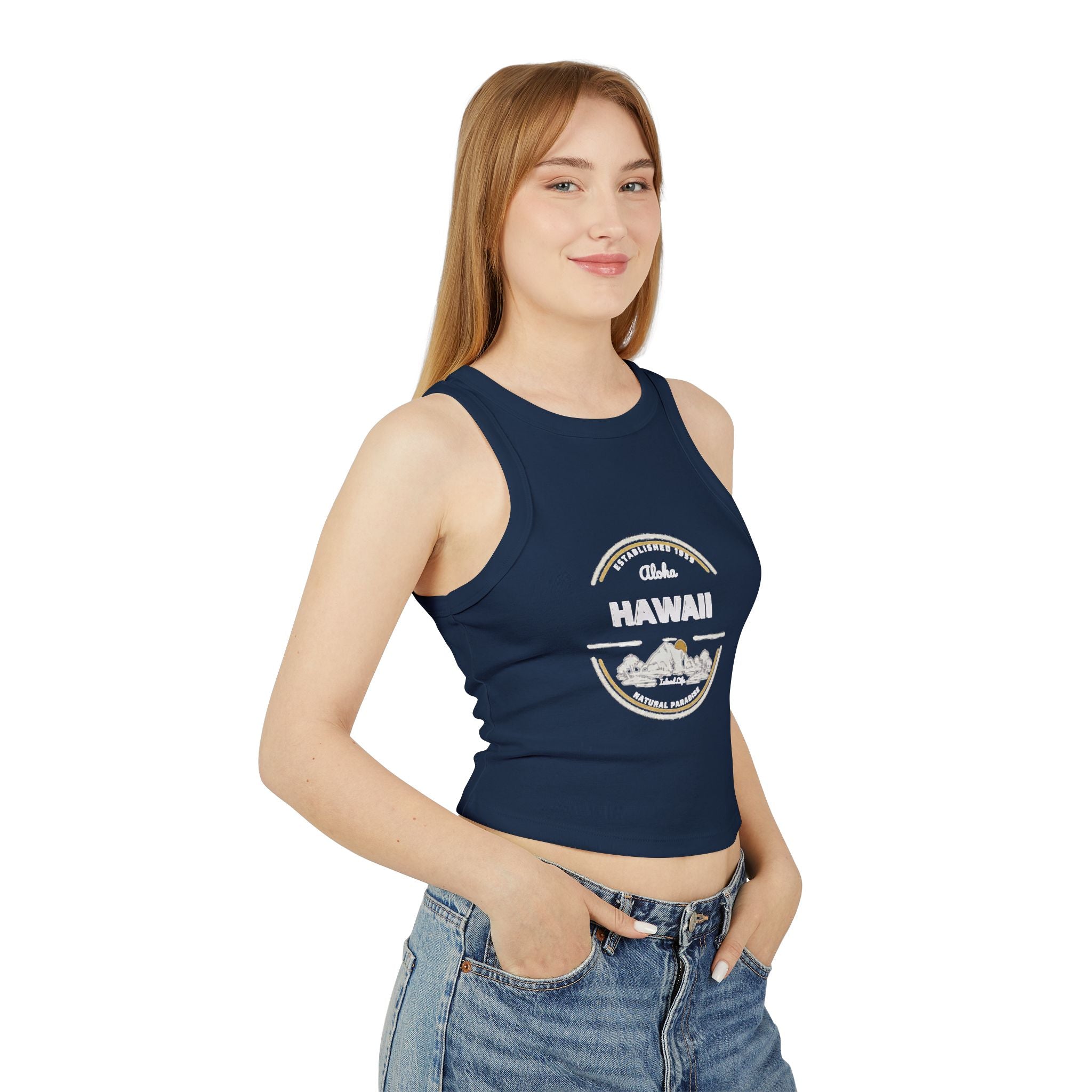 Hawaii Sunset Racer Tank Top — Vintage Island Graphic