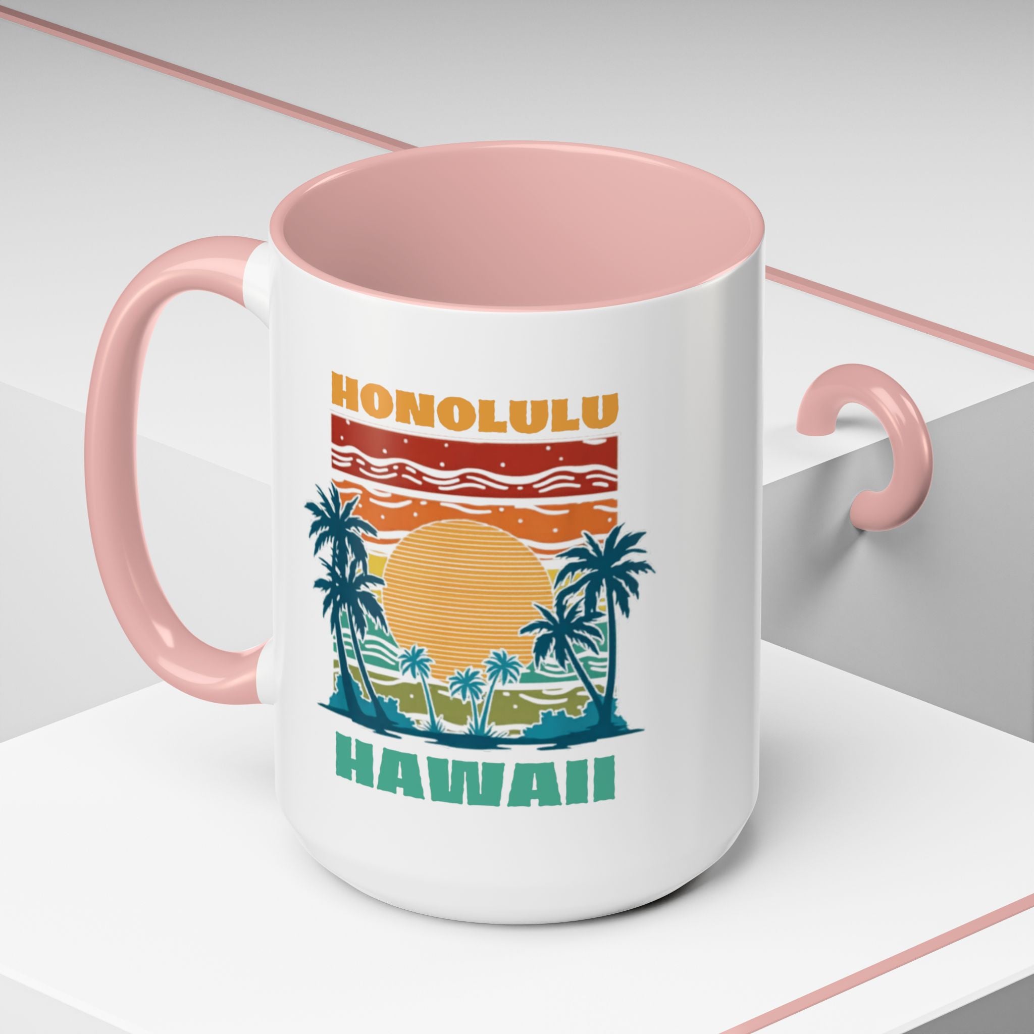 Honolulu Hawaii Vintage Sunset Coffee Mug (11/15oz)