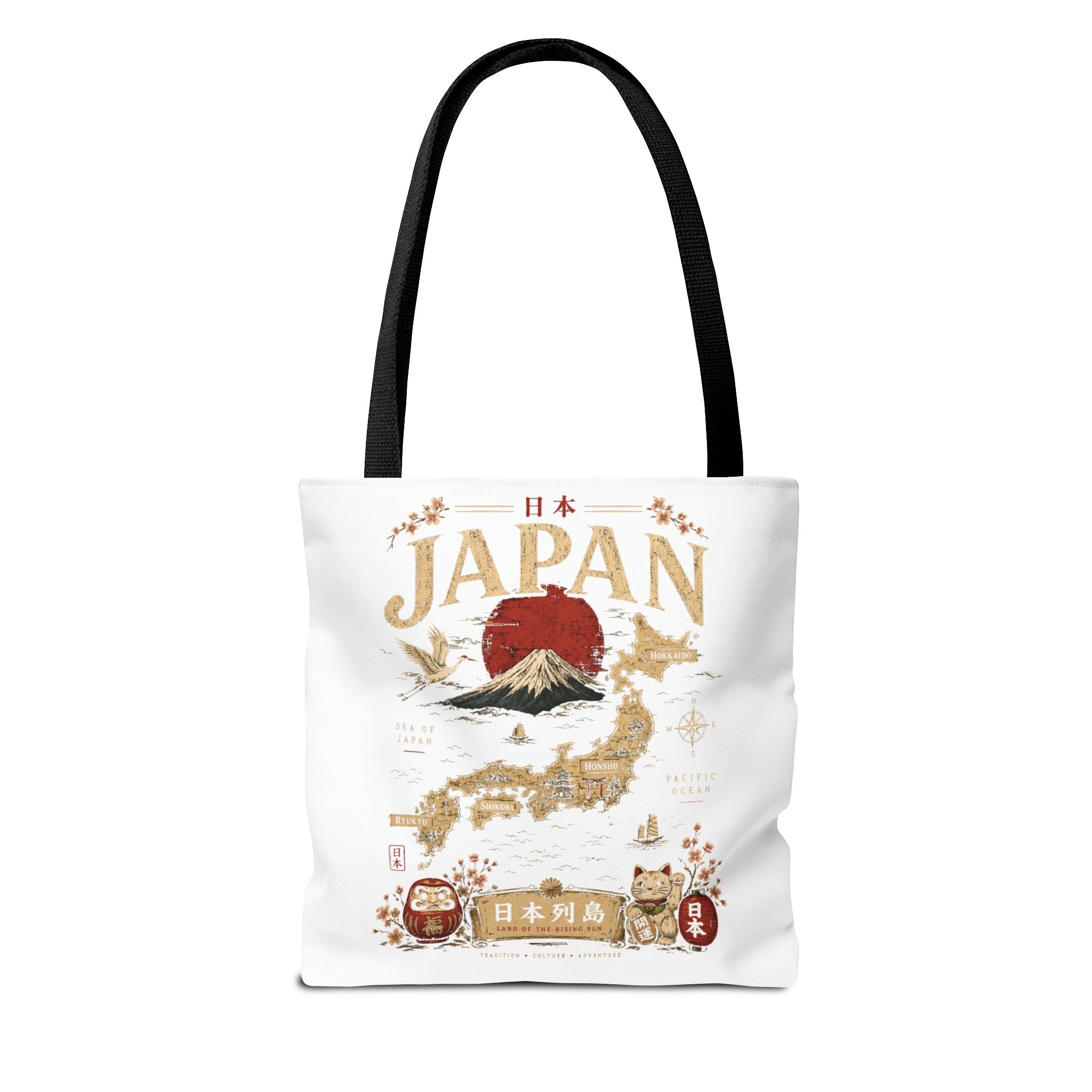 Japan Map Tote Bag – Mount Fuji & Rising Sun Travel Tote