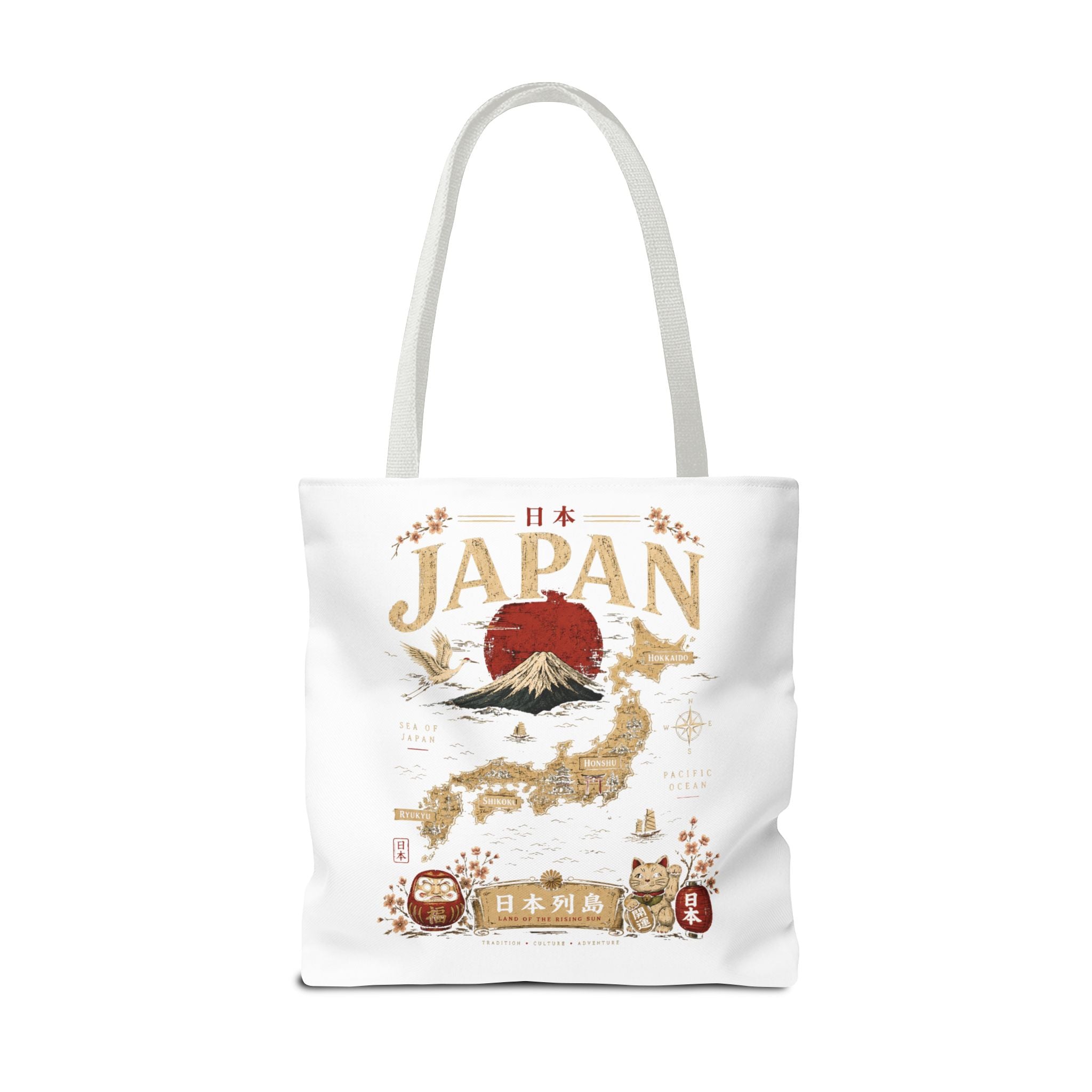 Japan Map Tote Bag – Mount Fuji & Rising Sun Travel Tote
