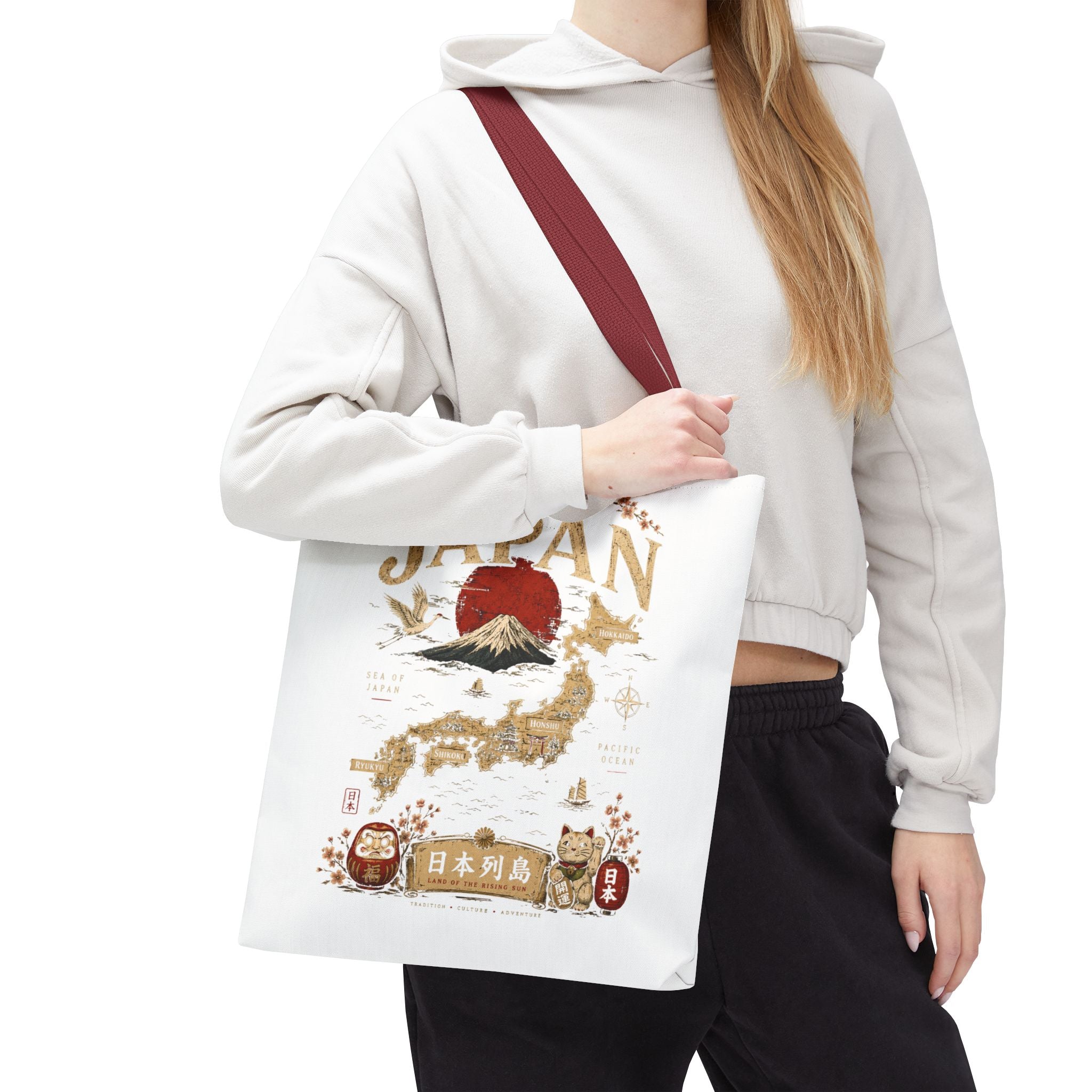 Japan Map Tote Bag – Mount Fuji & Rising Sun Travel Tote