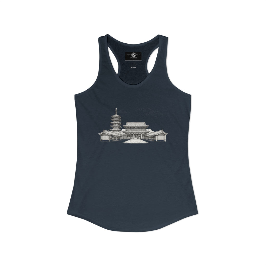Asakusa Senso-ji Temple Racerback Tank — Minimal Outline Japan Travel Tee