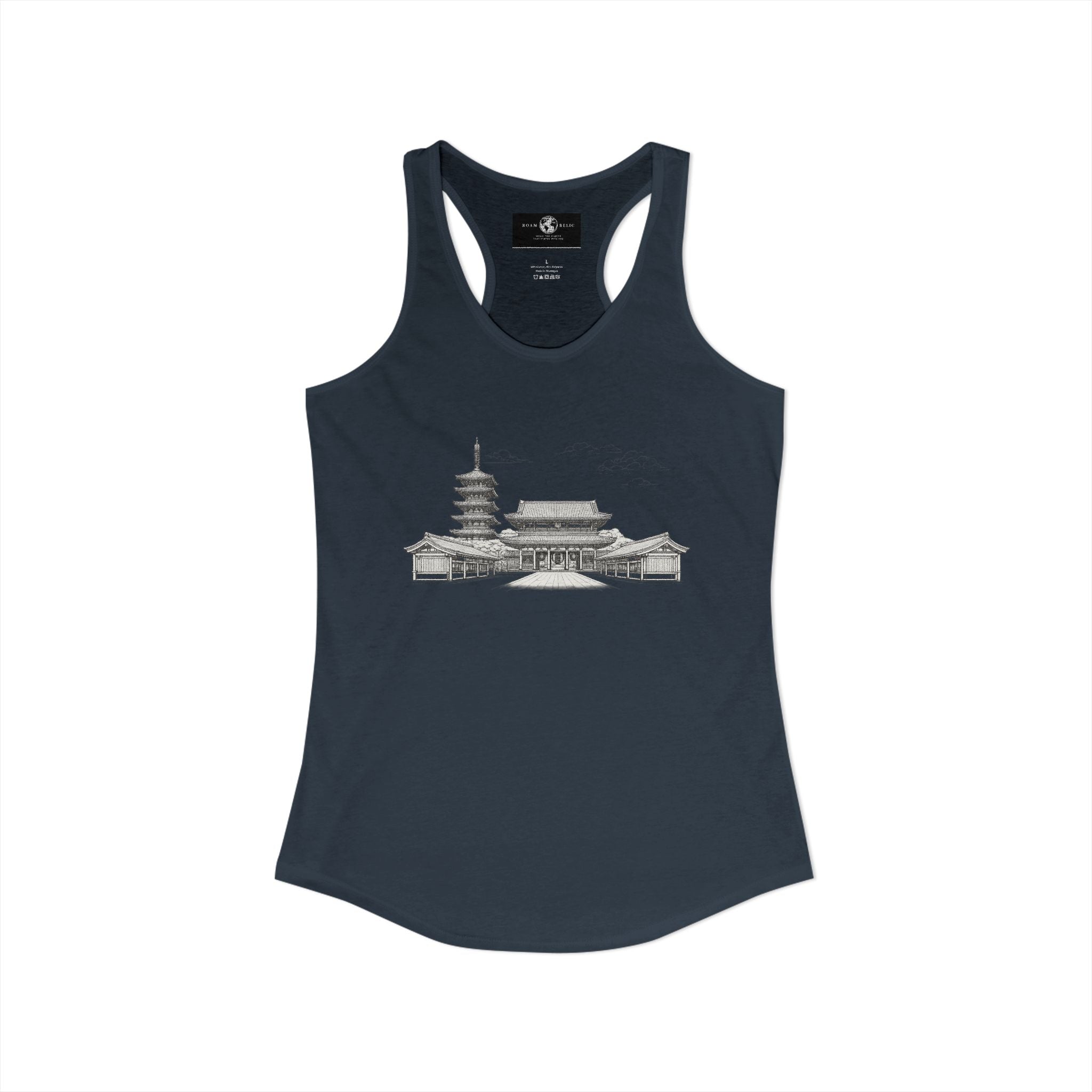 Asakusa Senso-ji Temple Racerback Tank — Minimal Outline Japan Travel Tee