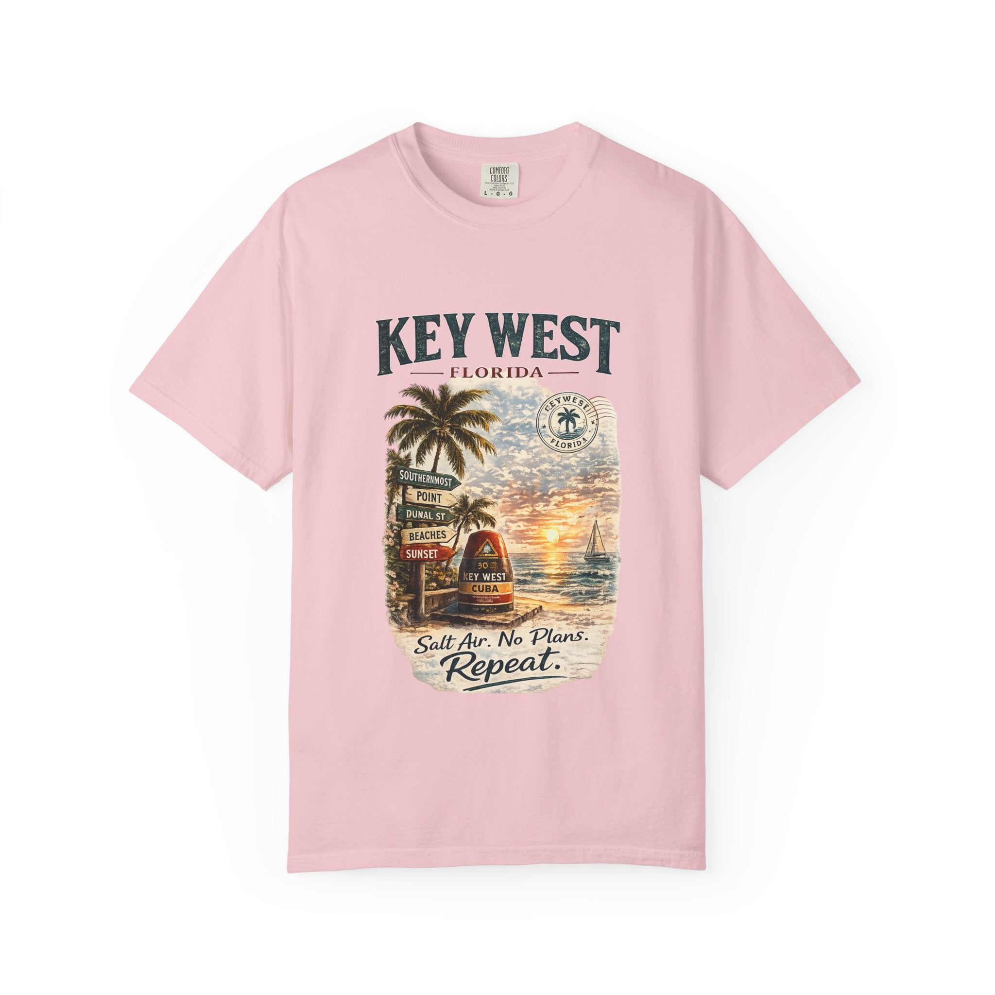 Key West Florida Sunset T‑Shirt — "Salt Air, No Plans, Repeat" Beach Tee