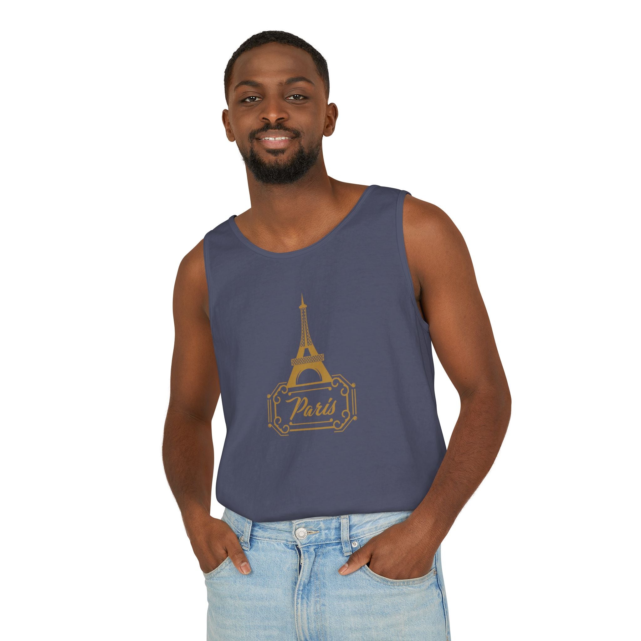 Paris Eiffel Tower Tank Top — Elegant Gold Paris Graphic