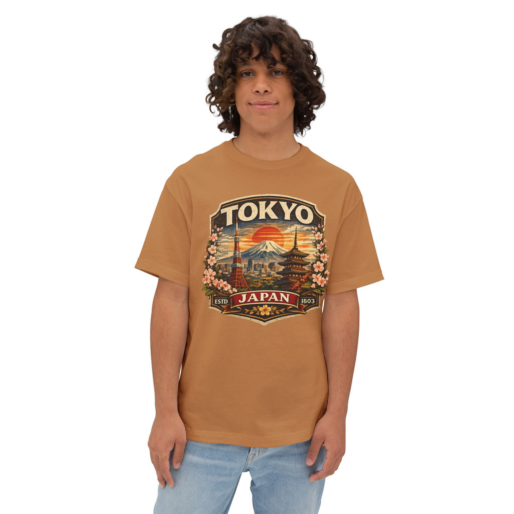 Tokyo Japan Vintage Badge Tee — Retro Mount Fuji & Sakura Graphic T-Shirt