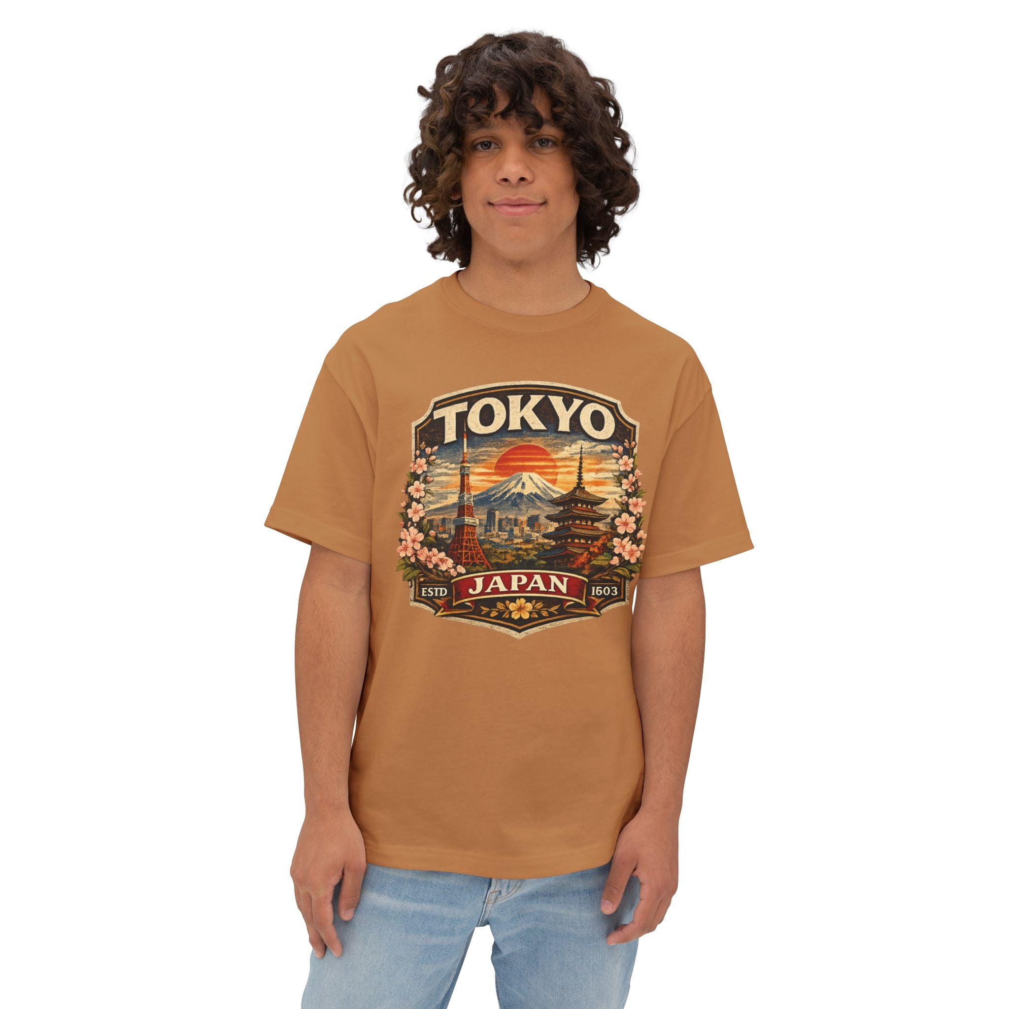 Tokyo Japan Vintage Badge Tee — Retro Mount Fuji & Sakura Graphic T-Shirt