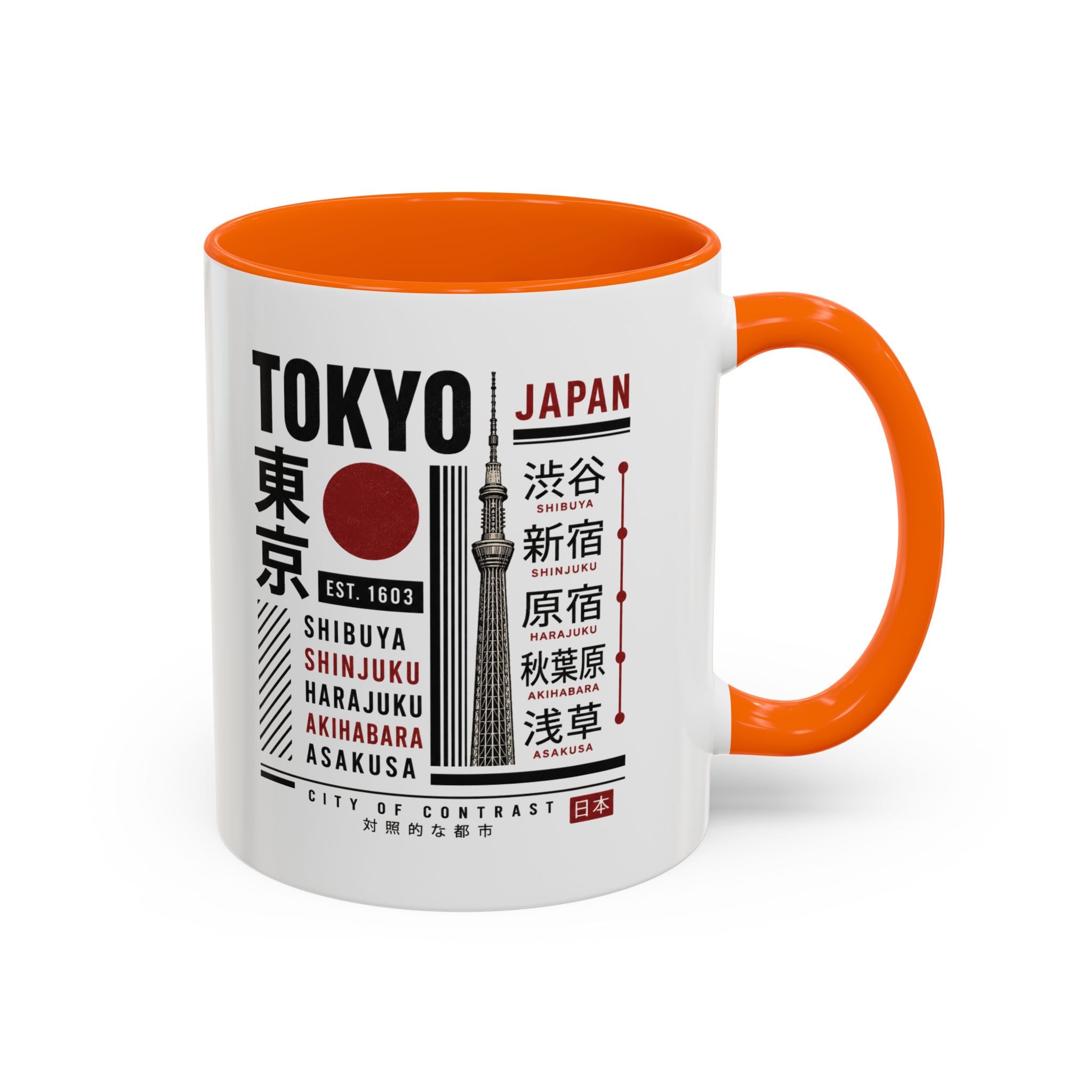 Tokyo Japan Accent Coffee Mug – Shibuya Shinjuku Harajuku Travel Souvenir (11/15oz)