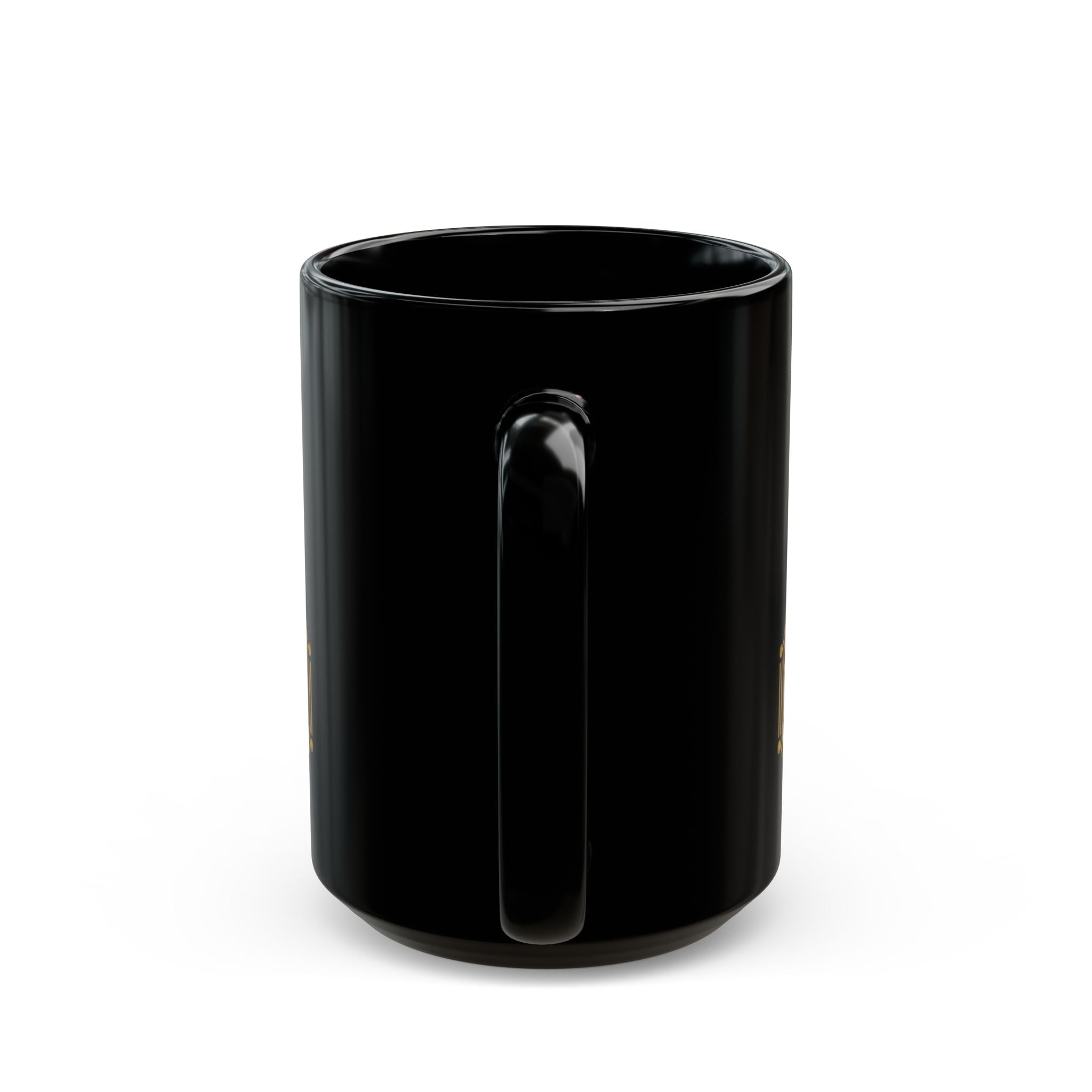 Paris Eiffel Tower Black Coffee Mug — Gold Retro Travel Logo (11oz, 15oz)