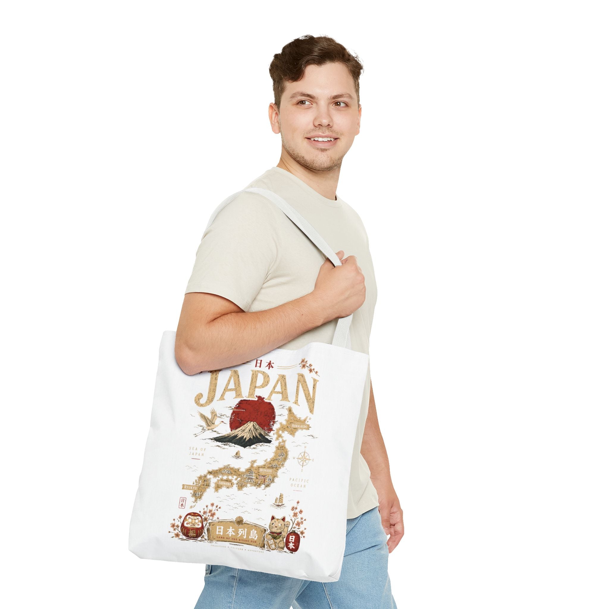Japan Map Tote Bag – Mount Fuji & Rising Sun Travel Tote