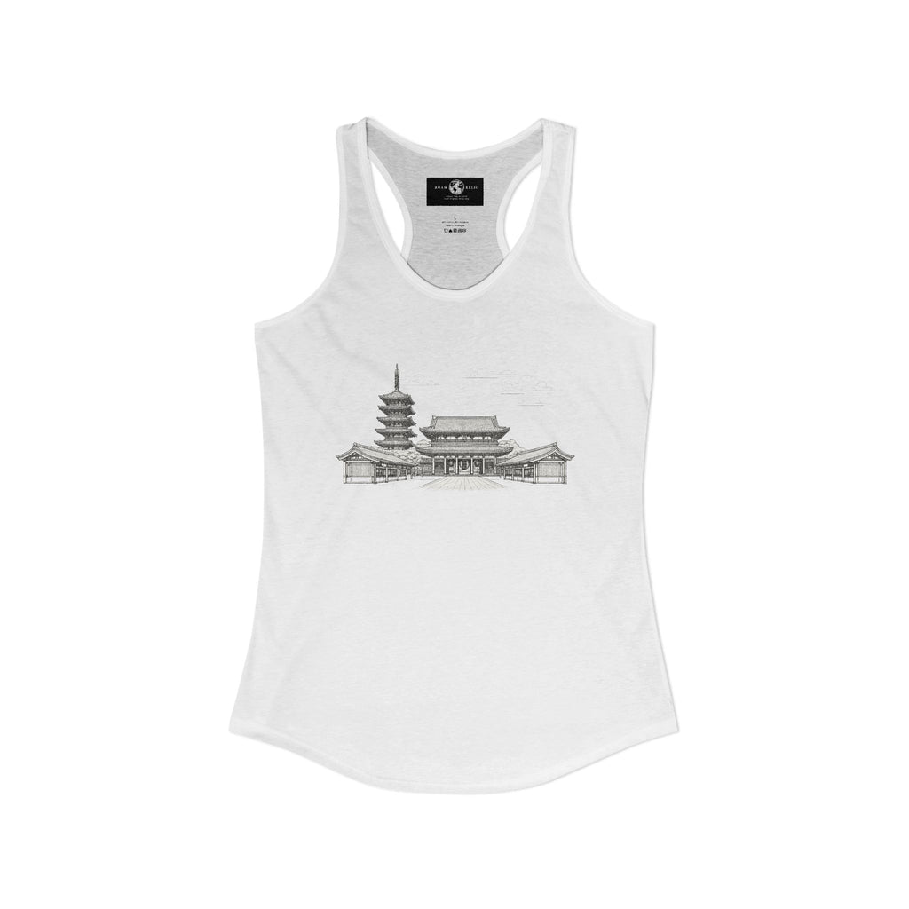 Asakusa Senso-ji Temple Racerback Tank — Minimal Outline Japan Travel Tee