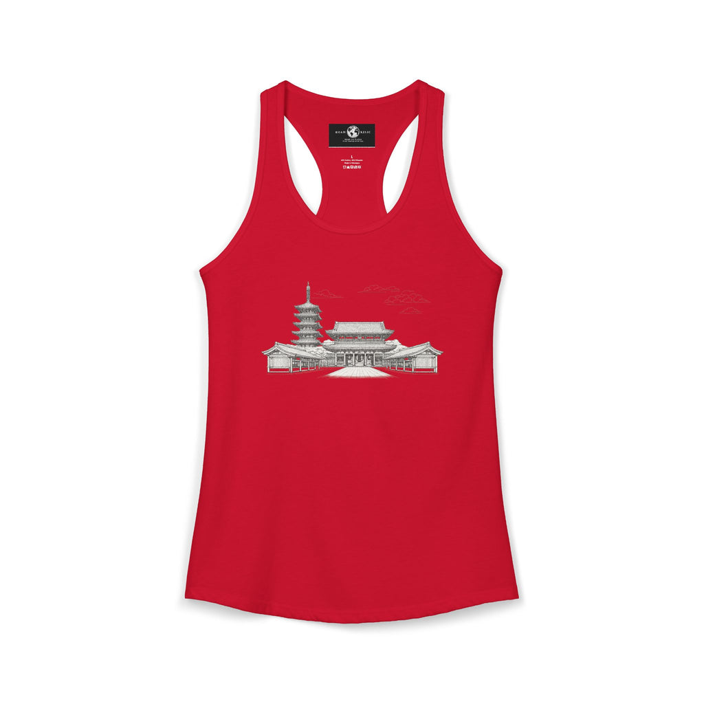 Asakusa Senso-ji Temple Racerback Tank — Minimal Outline Japan Travel Tee
