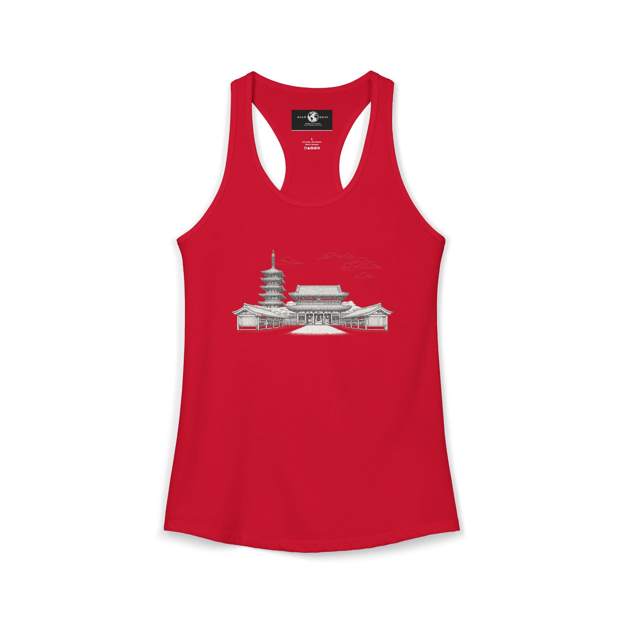 Asakusa Senso-ji Temple Racerback Tank — Minimal Outline Japan Travel Tee