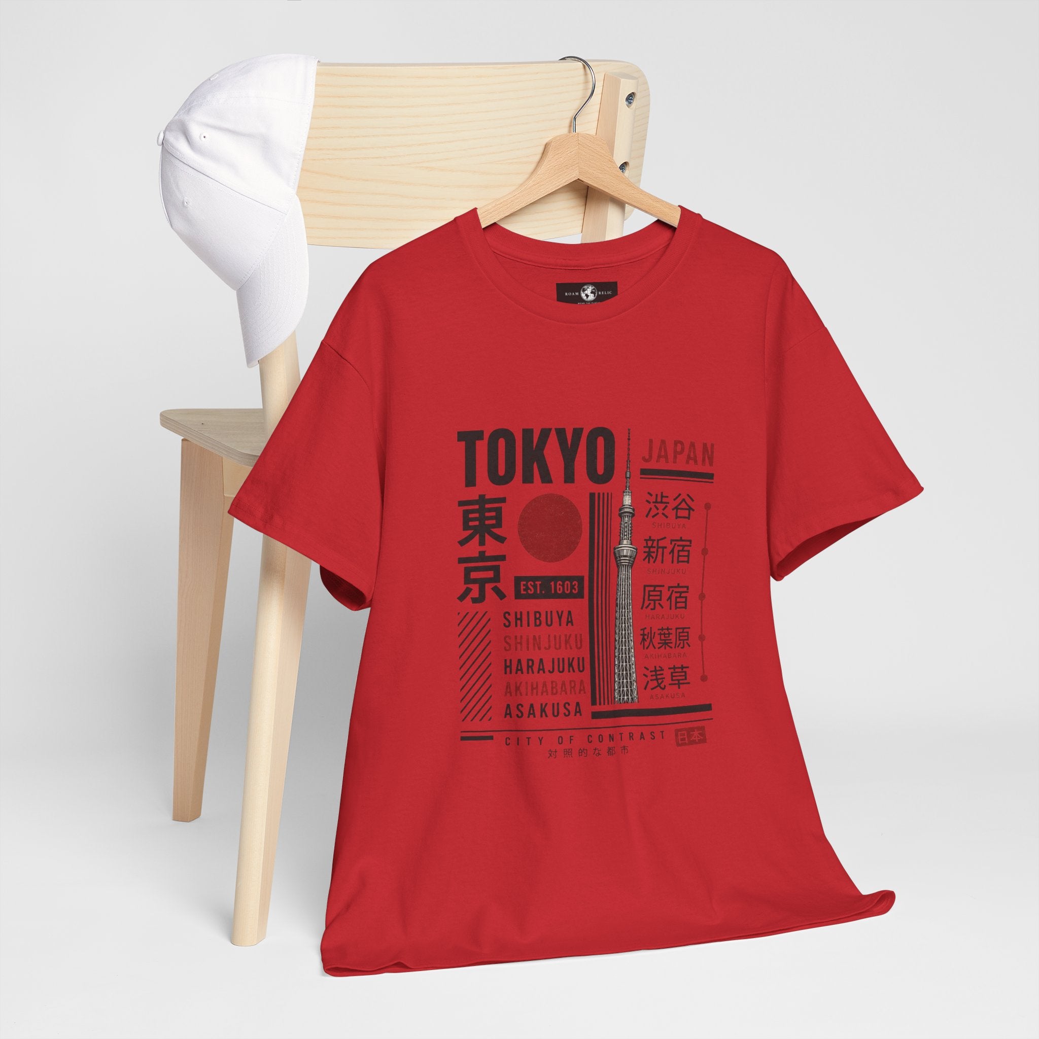 Tokyo Japan Graphic T-Shirt – Kanji City Names & Red Sun Travel Tee