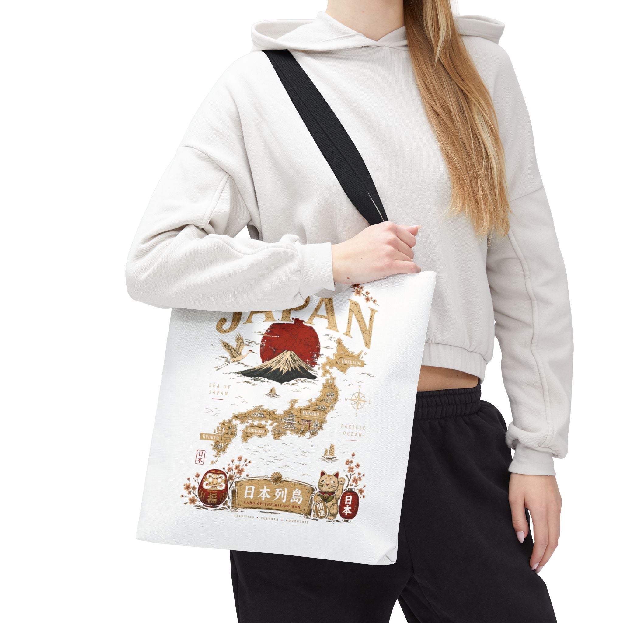 Japan Map Tote Bag – Mount Fuji & Rising Sun Travel Tote