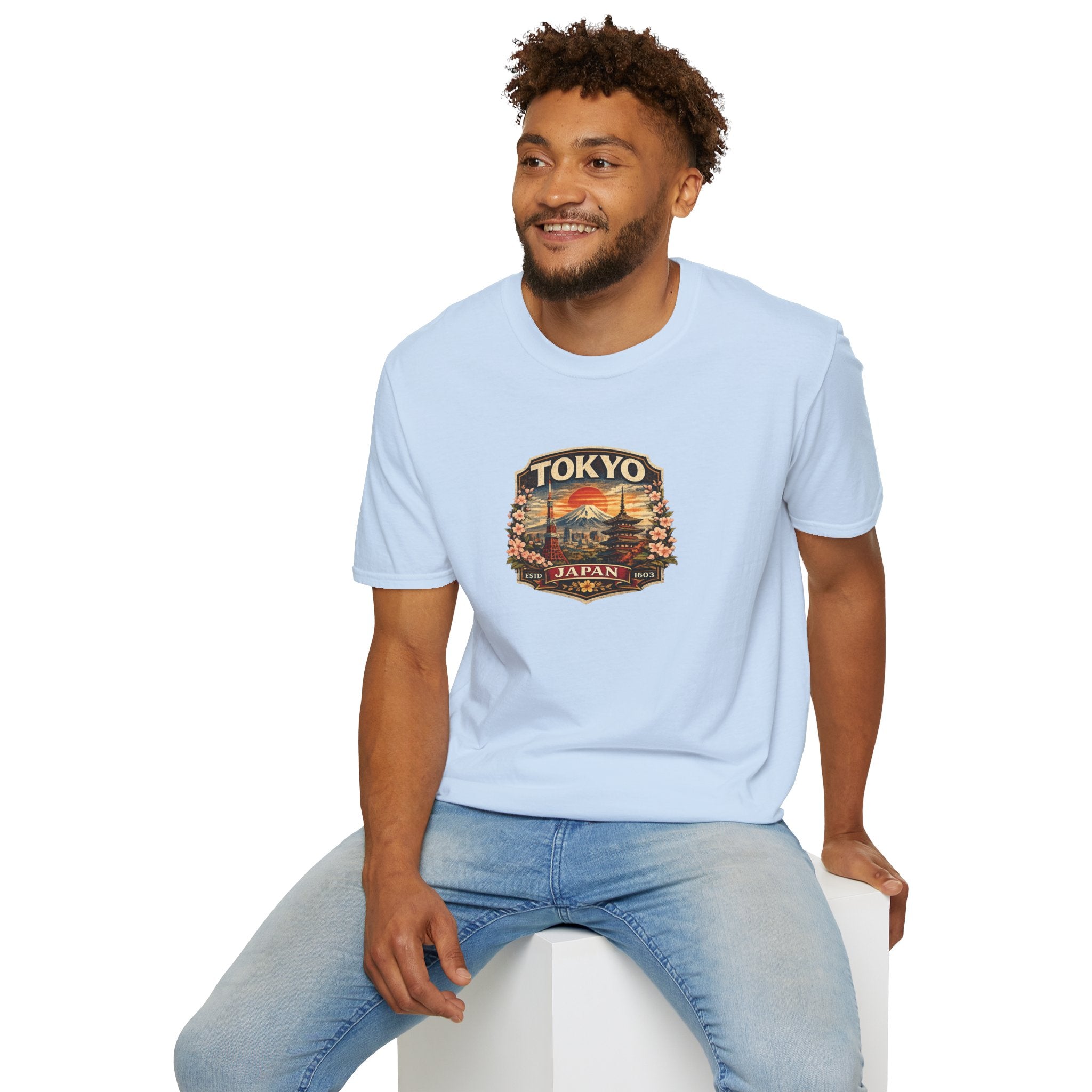 Tokyo Japan Vintage Badge T-Shirt — Mt. Fuji & Pagoda Travel Souvenir Tee