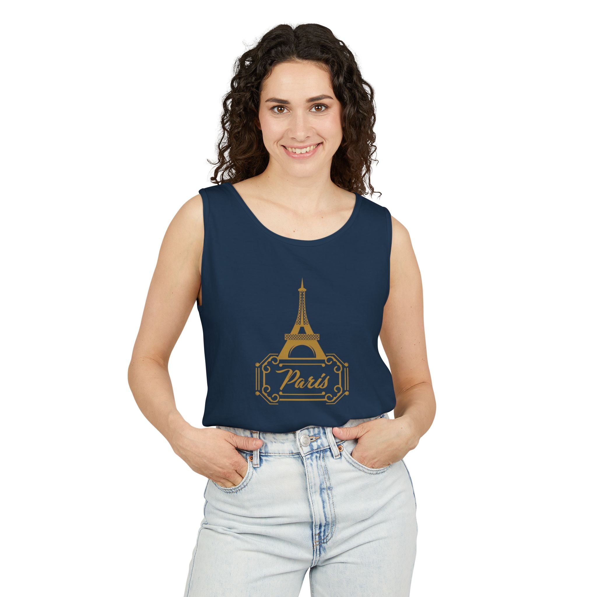 Paris Eiffel Tower Tank Top — Elegant Gold Paris Graphic