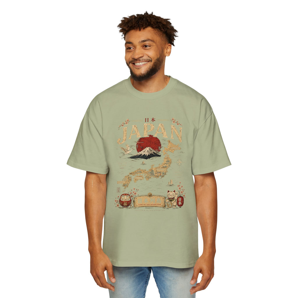 Japan Map Tee — Mount Fuji, Rising Sun & Lucky Cat Graphic T-Shirt