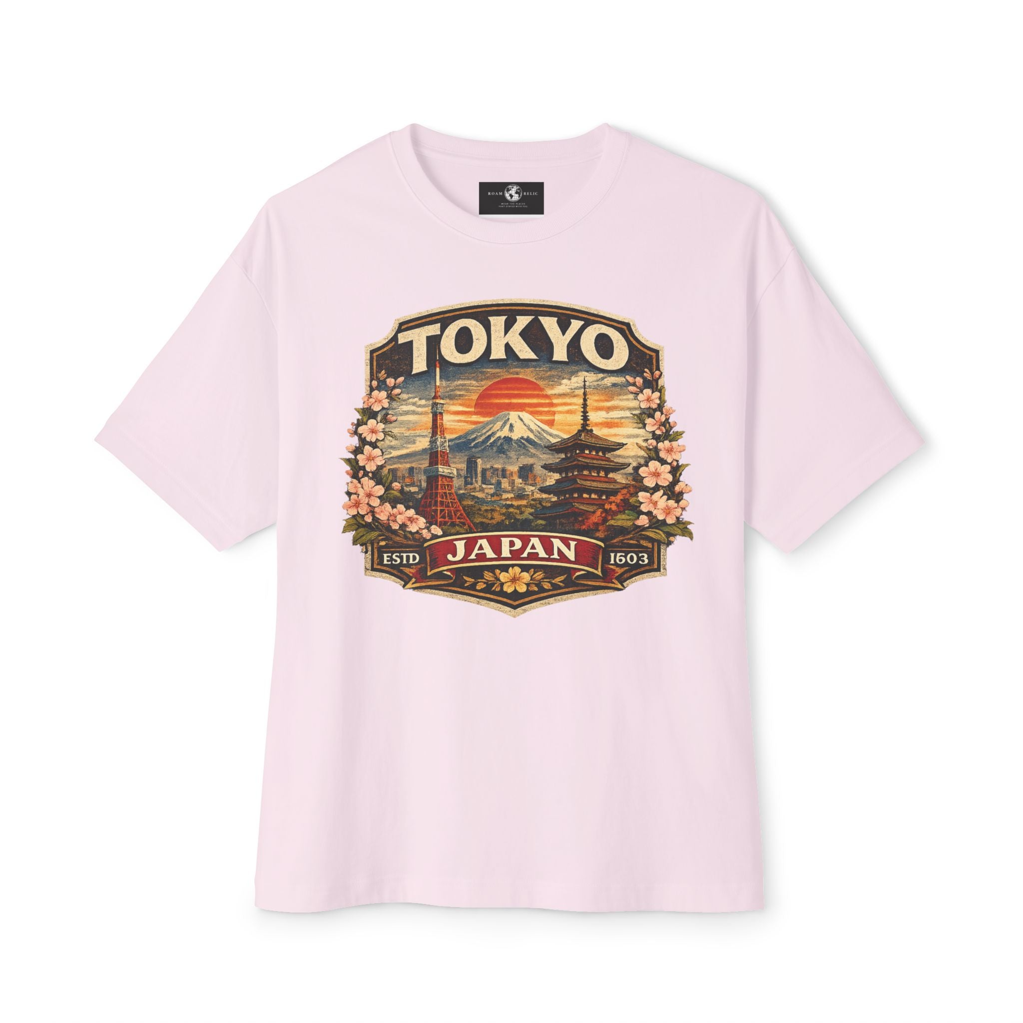 Tokyo Japan Vintage Badge Tee — Retro Mount Fuji & Sakura Graphic T-Shirt