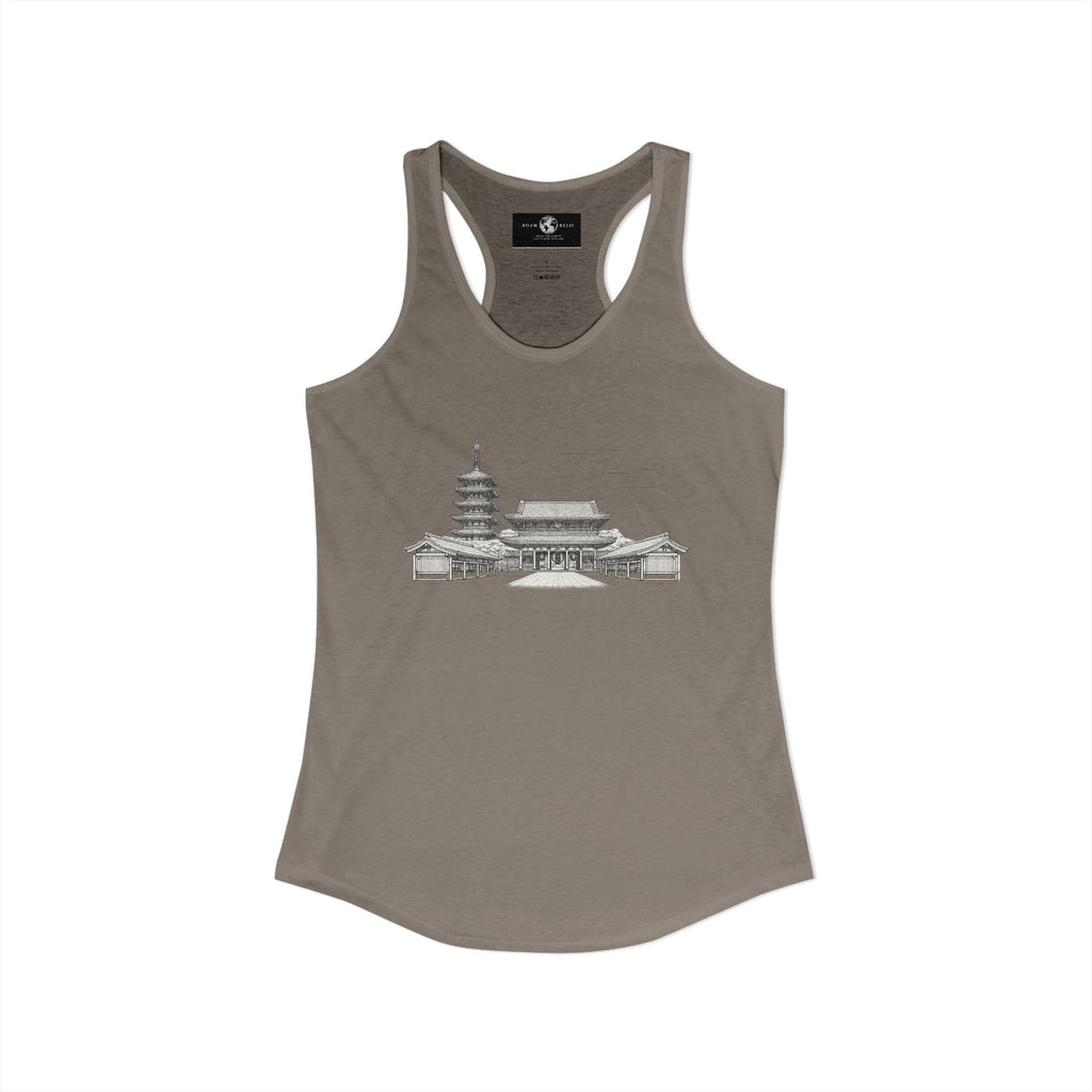 Asakusa Senso-ji Temple Racerback Tank — Minimal Outline Japan Travel Tee