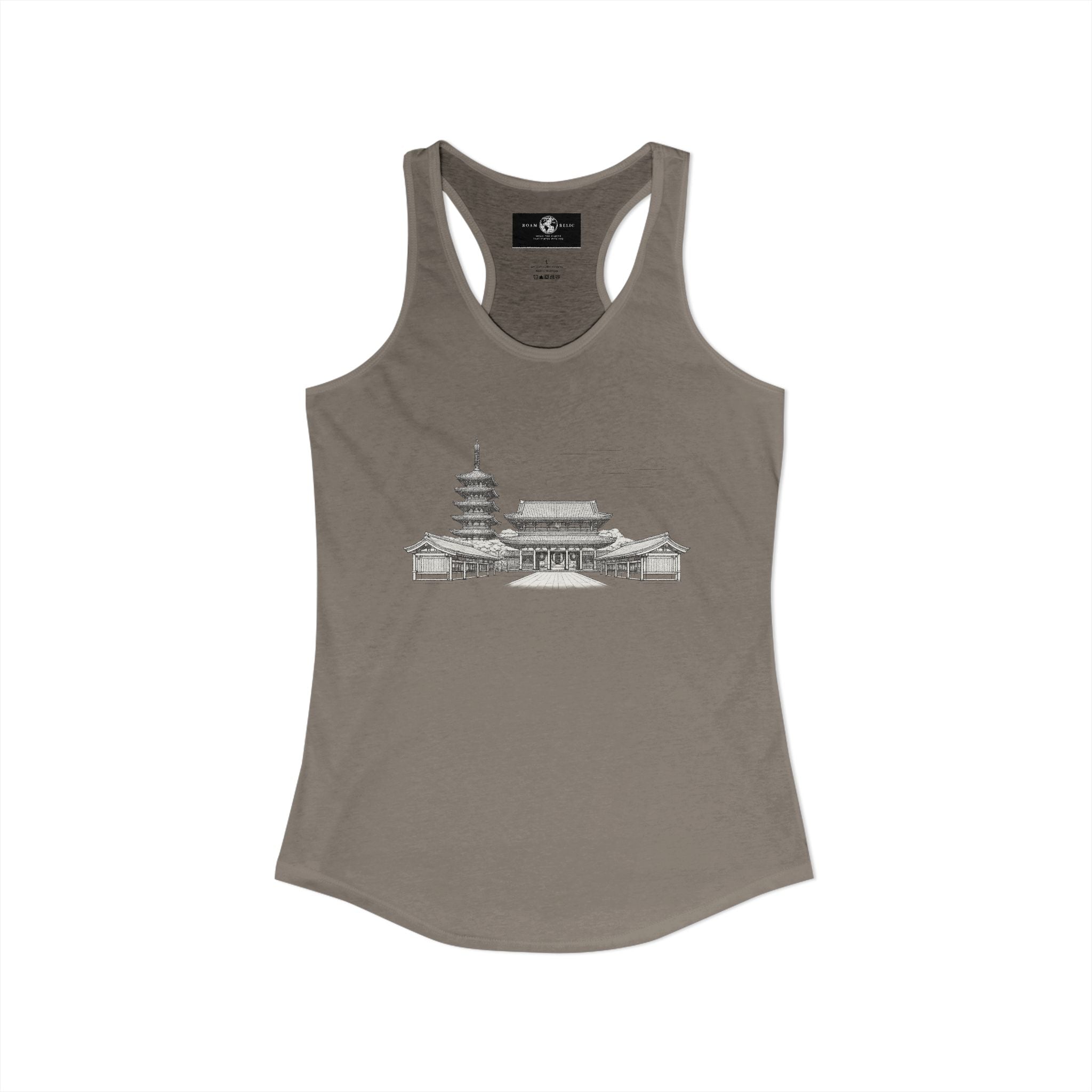 Asakusa Senso-ji Temple Racerback Tank — Minimal Outline Japan Travel Tee