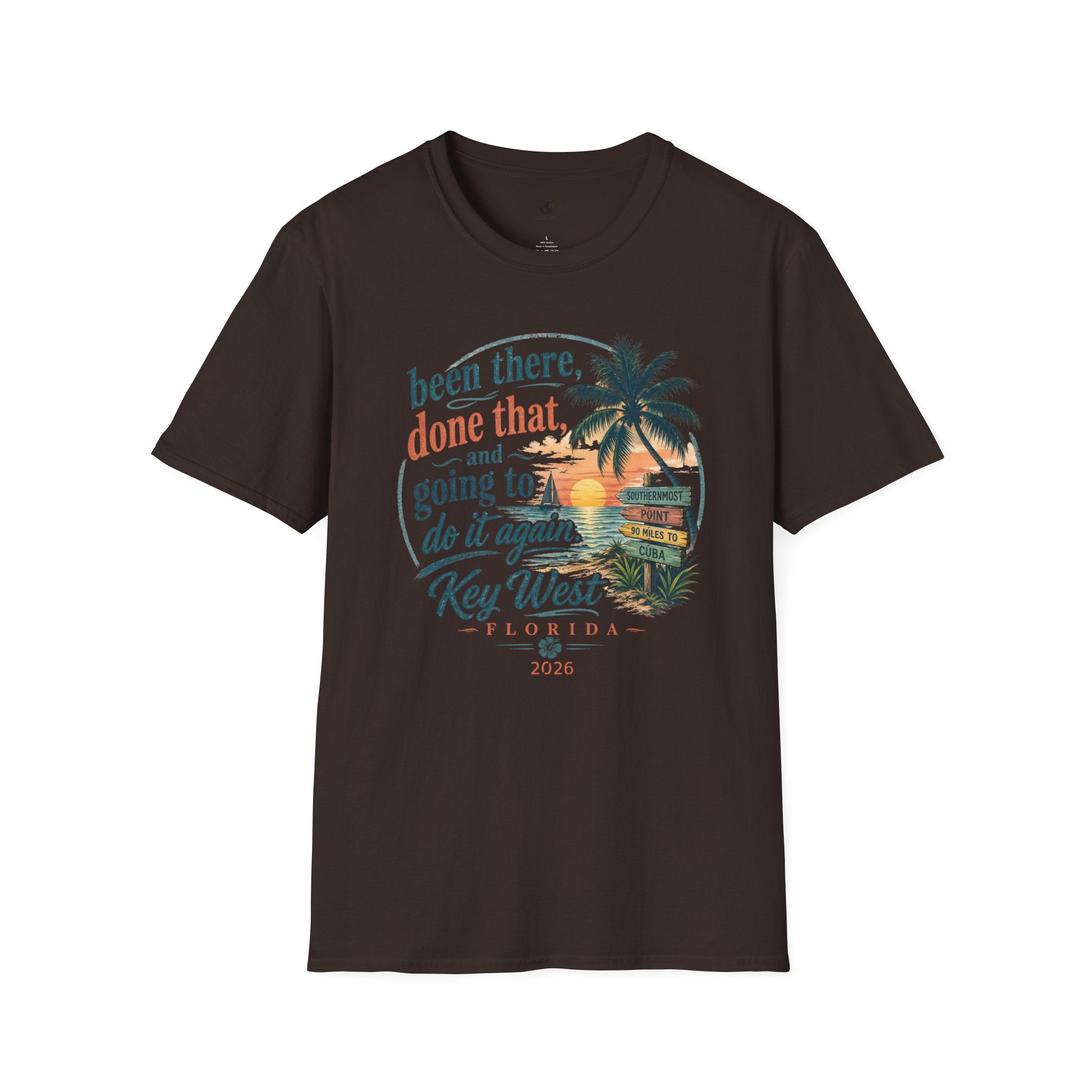 Key West Florida Vintage Sunset T-Shirt — "Been there, done that, and going to do it again" Travel Tee - Personalize with Custom Text