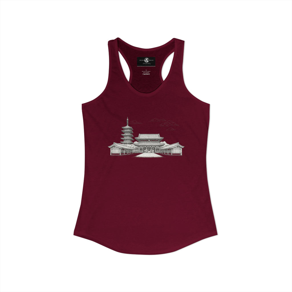 Asakusa Senso-ji Temple Racerback Tank — Minimal Outline Japan Travel Tee