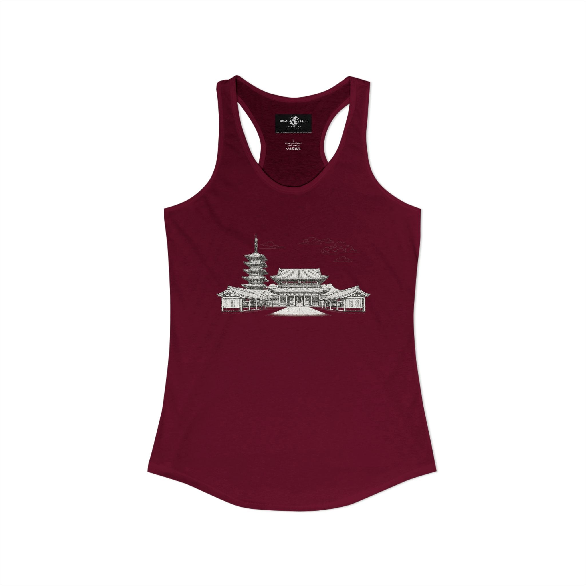 Asakusa Senso-ji Temple Racerback Tank — Minimal Outline Japan Travel Tee