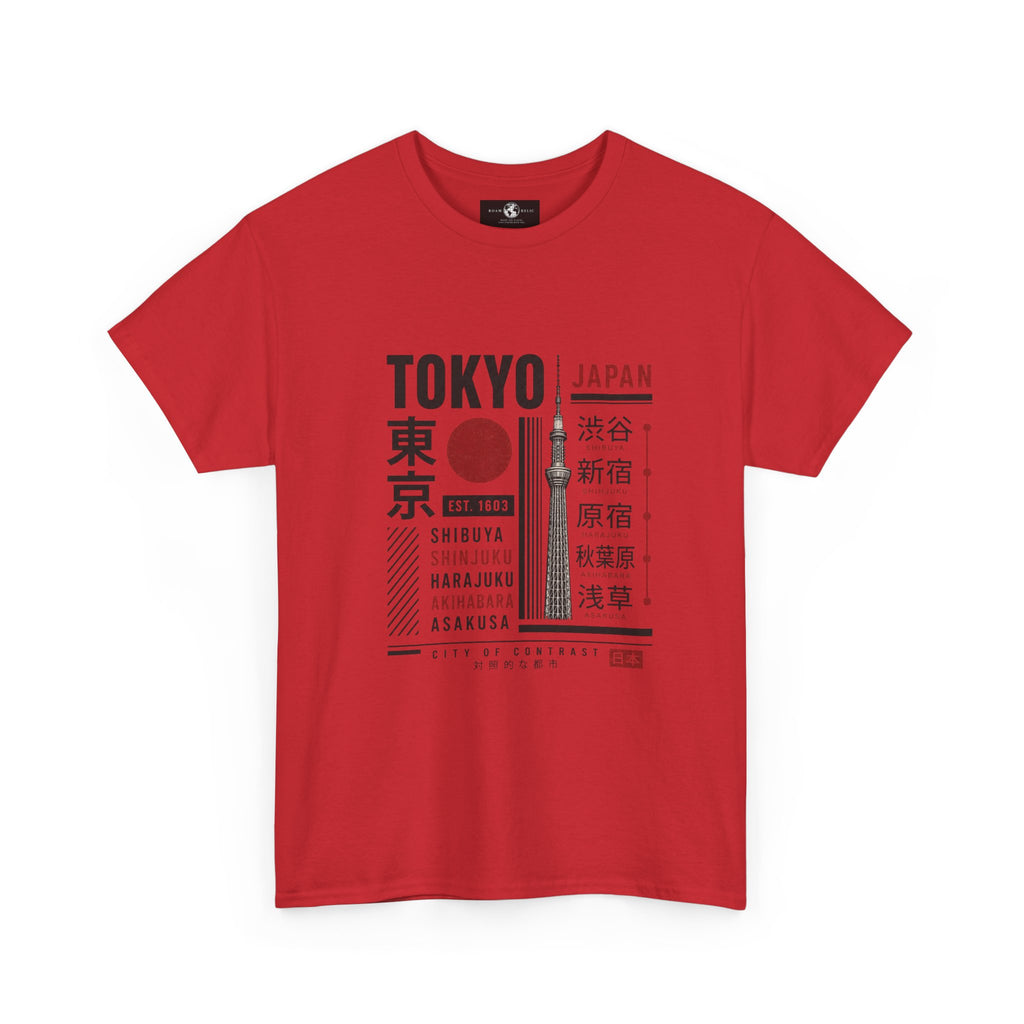Tokyo Japan Graphic T-Shirt – Kanji City Names & Red Sun Travel Tee