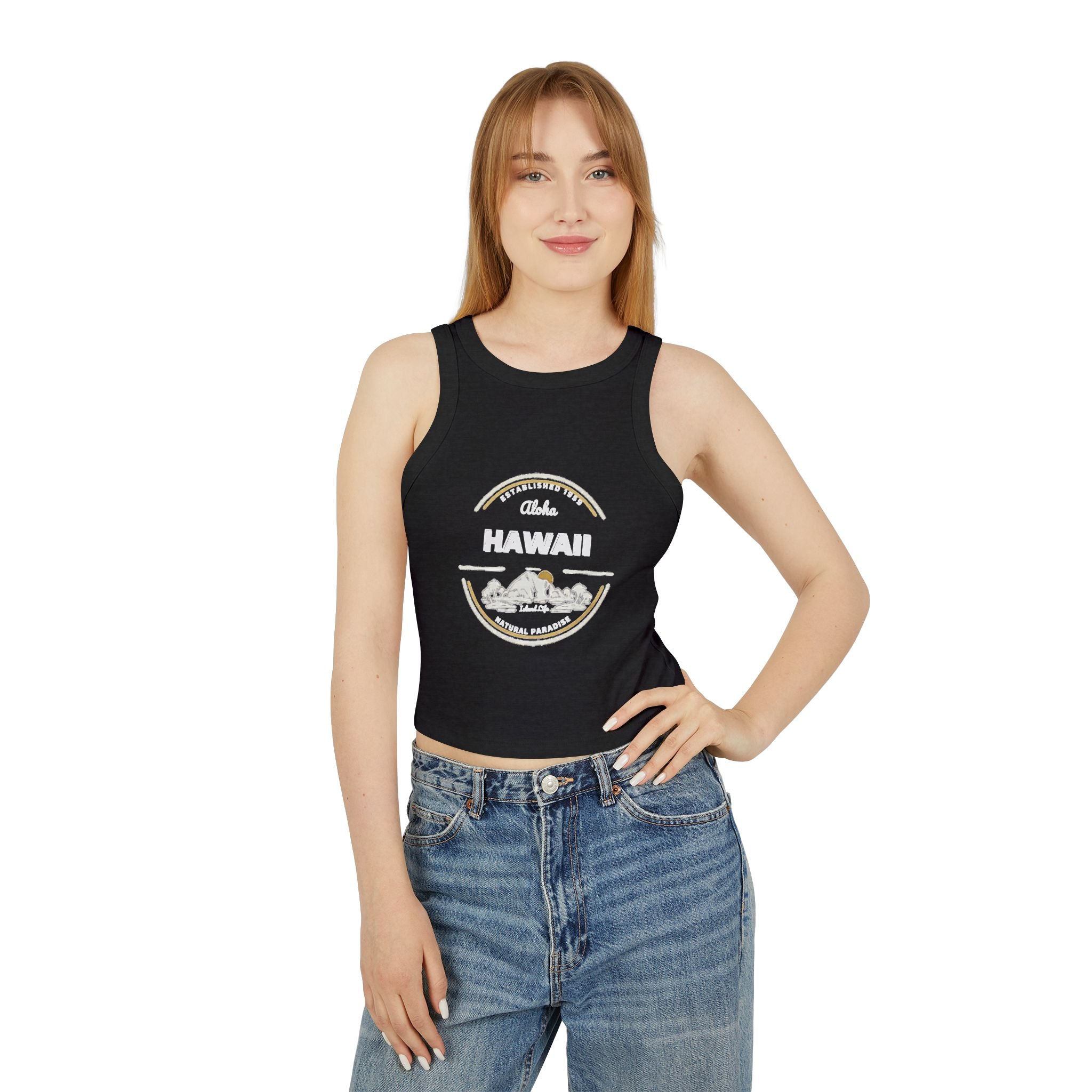 Hawaii Sunset Racer Tank Top — Vintage Island Graphic