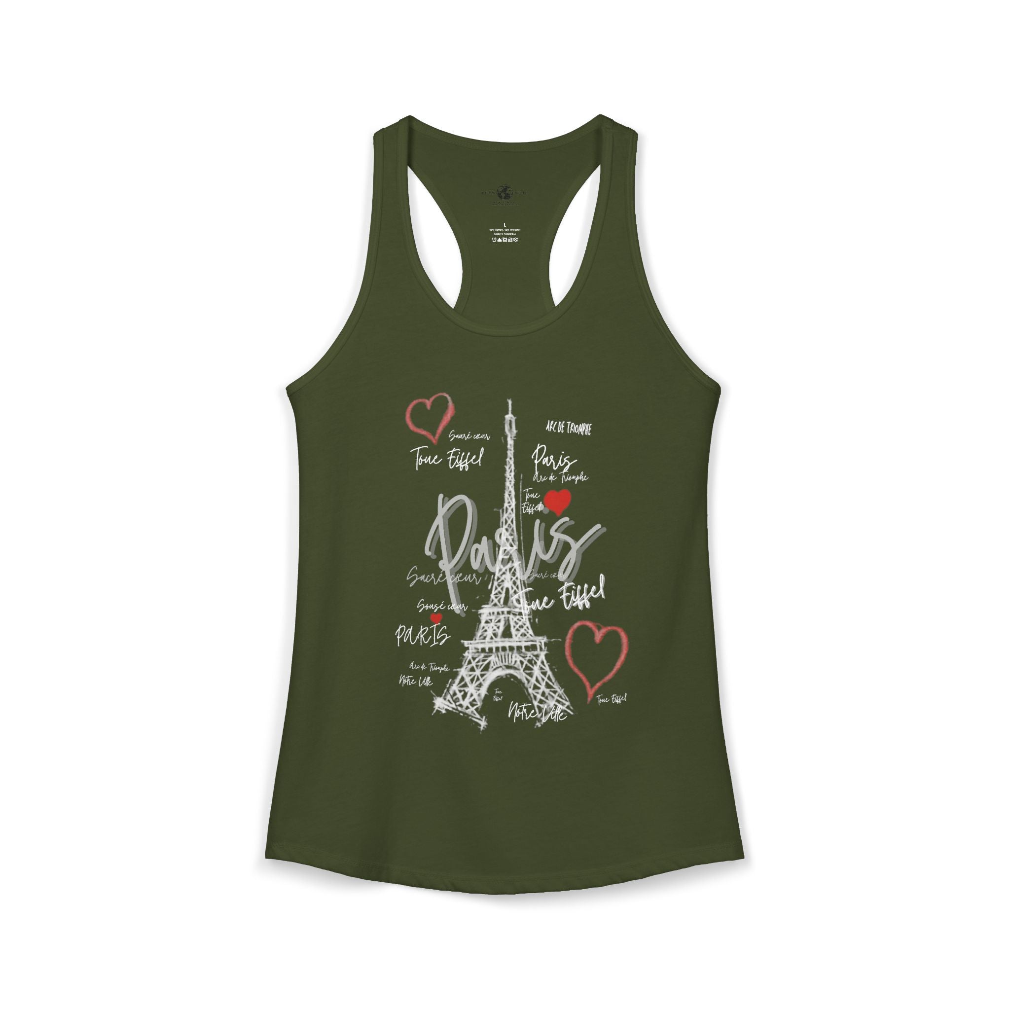 Paris Memories Racerback Tank — Chalky Graffiti Eiffel Tower Art