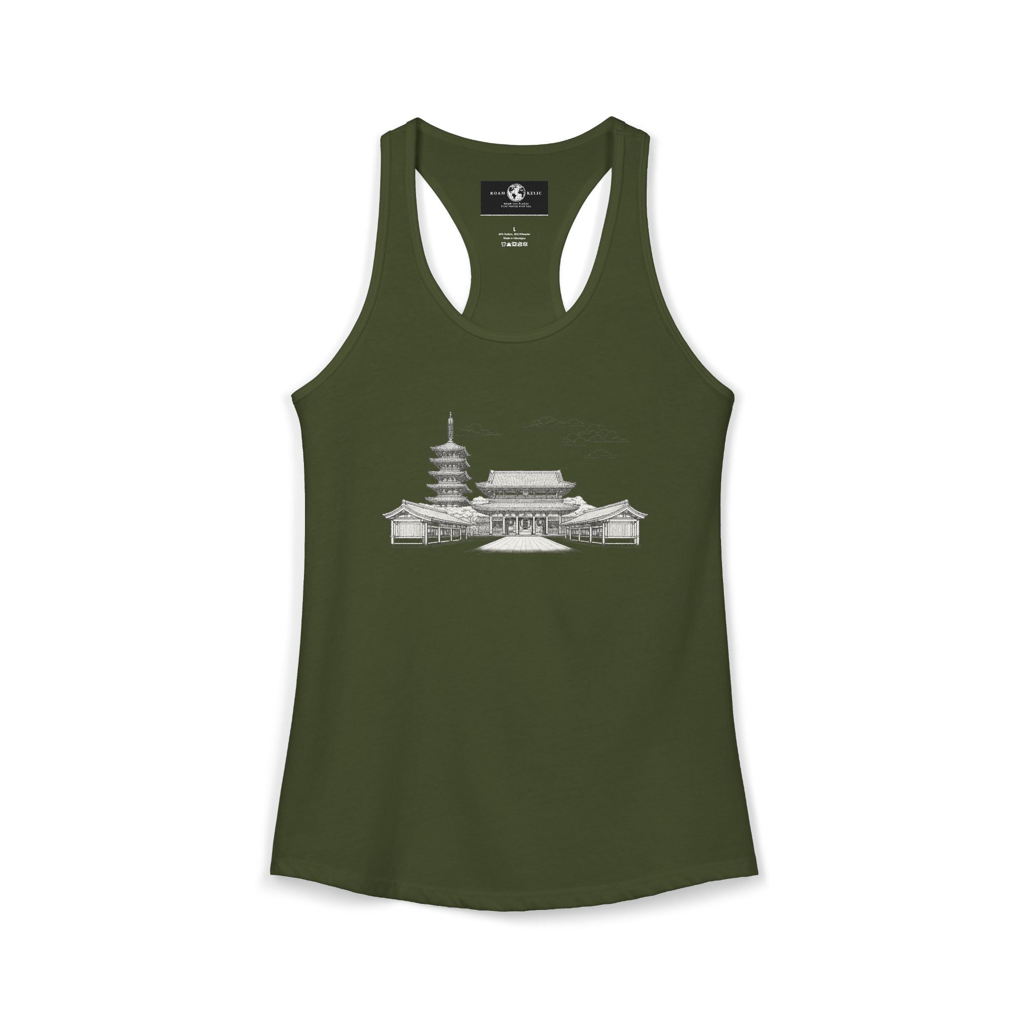Asakusa Senso-ji Temple Racerback Tank — Minimal Outline Japan Travel Tee