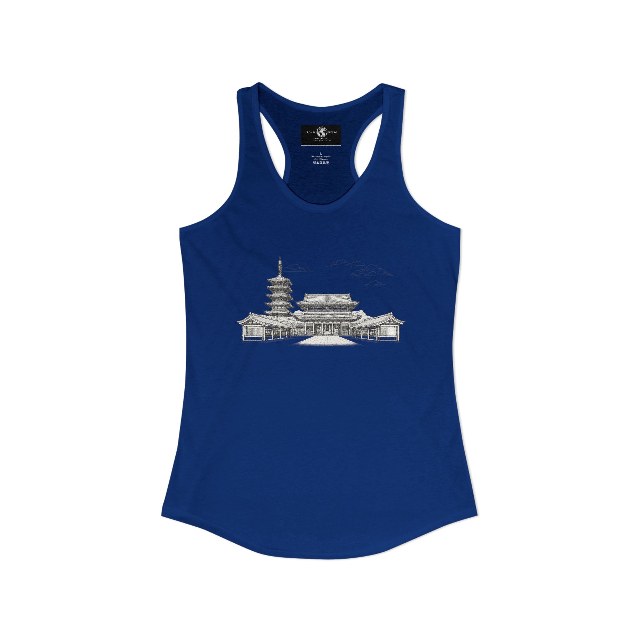 Asakusa Senso-ji Temple Racerback Tank — Minimal Outline Japan Travel Tee