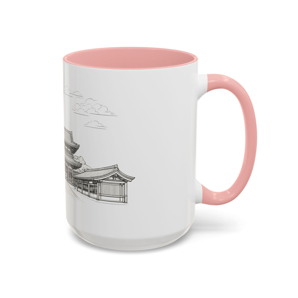Senso-ji Temple Accent Coffee Mug — Asakusa Japan Minimal Outline Design (11/15oz)