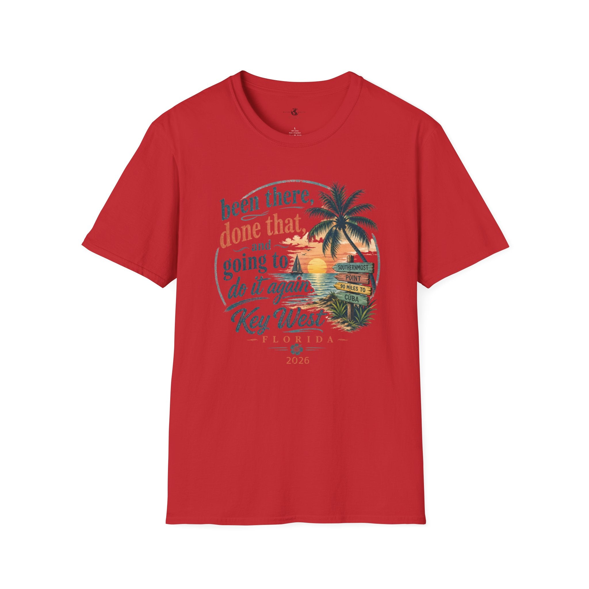 Key West Florida Vintage Sunset T-Shirt — "Been there, done that, and going to do it again" Travel Tee - Personalize with Custom Text