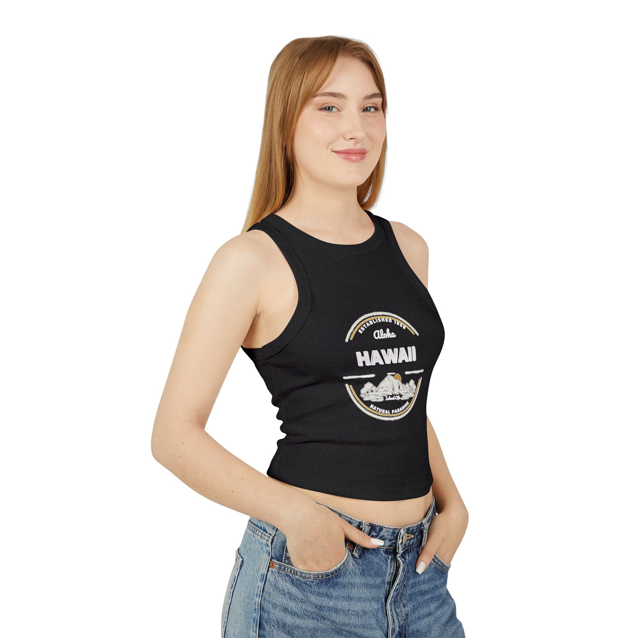 Hawaii Sunset Racer Tank Top — Vintage Island Graphic