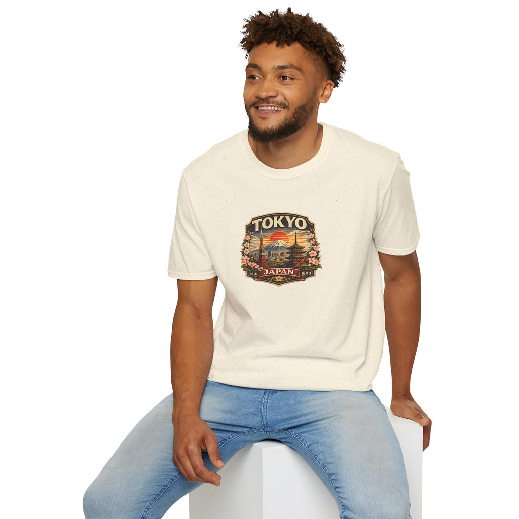 Tokyo Japan Vintage Badge T-Shirt — Mt. Fuji & Pagoda Travel Souvenir Tee