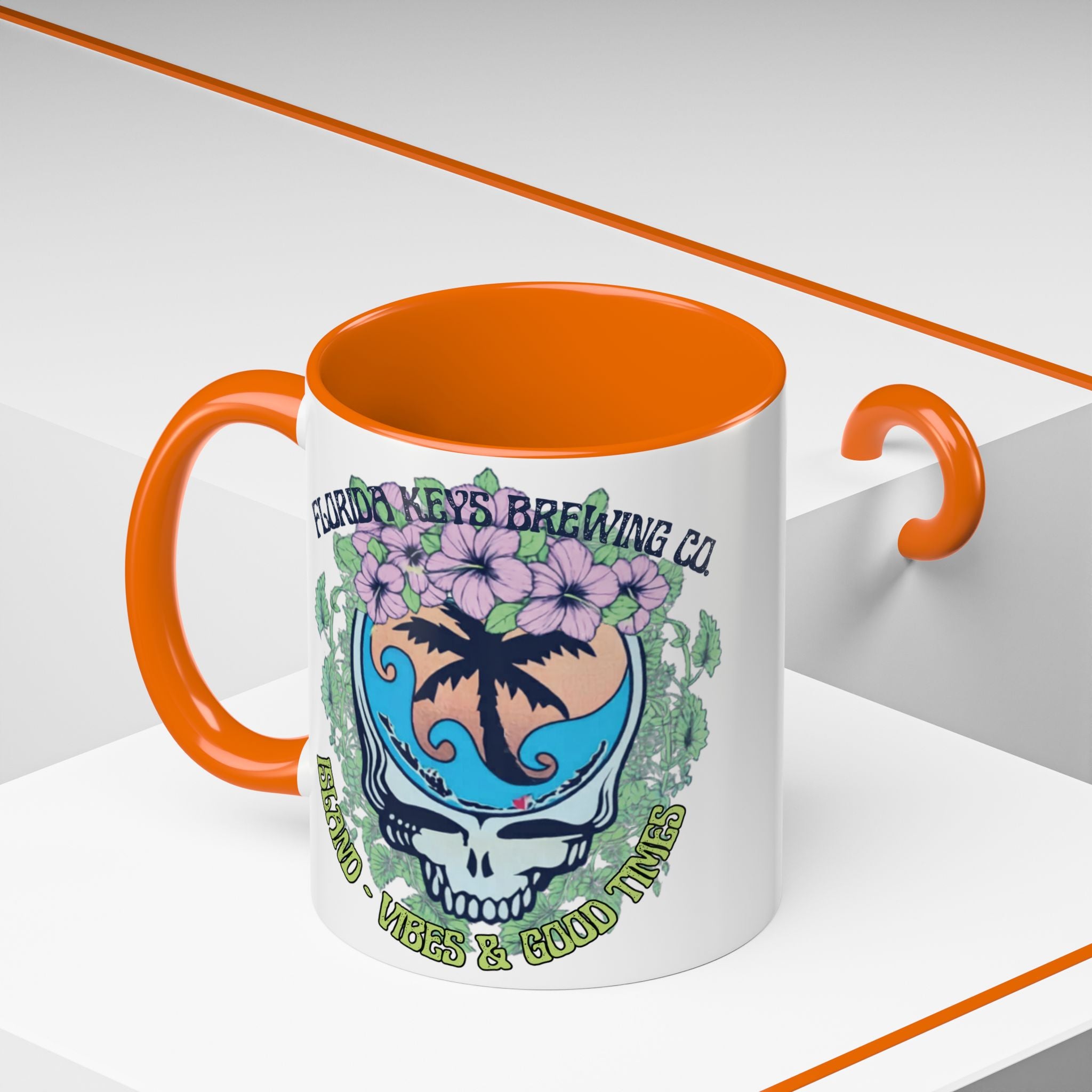 Coffee Mug — Tropical Island Vibes & Good Times Skull Design Key West Florida