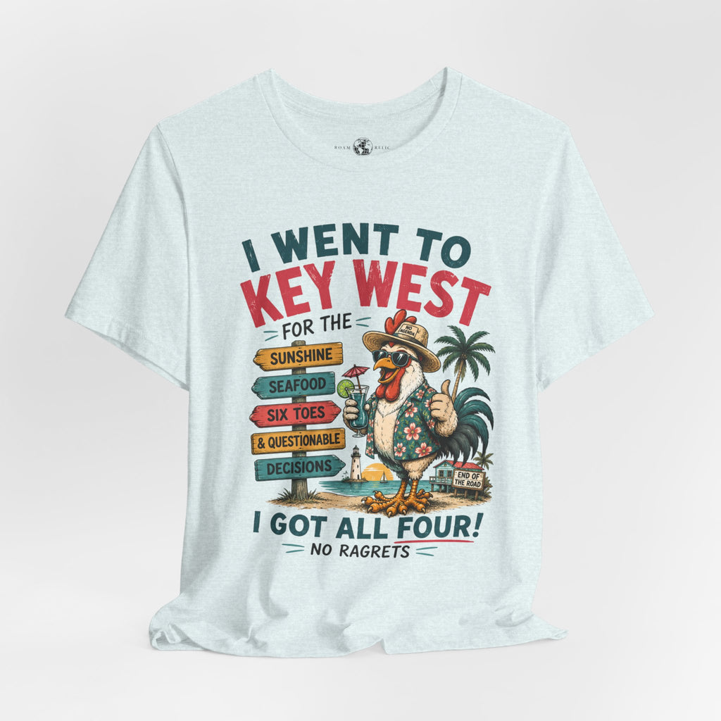 Key West Vacation T‑Shirt — “I Went to Key West for the Sunshine, Seafood, Six Toes & Questionable Decisions” - No Ragrets