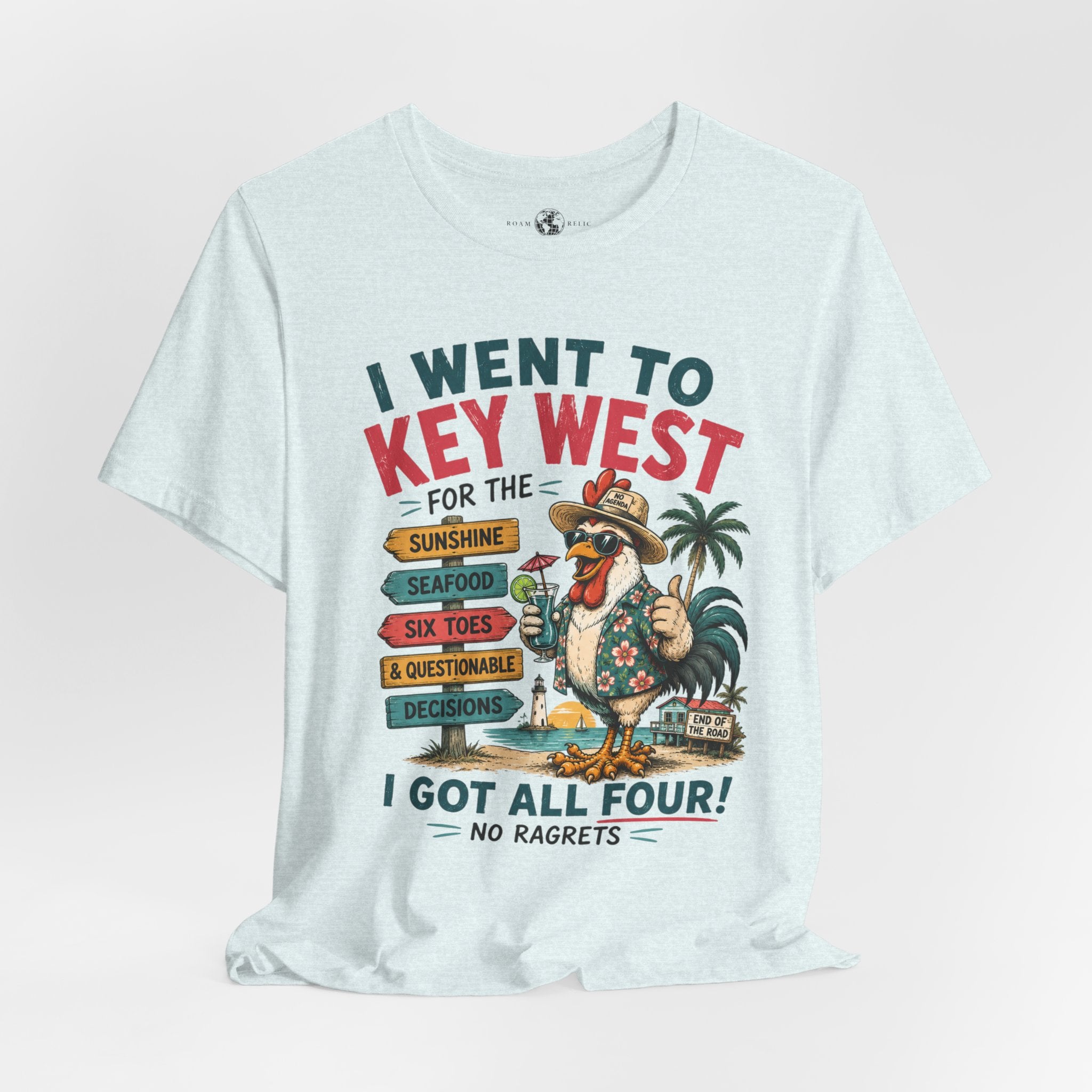Key West Vacation T‑Shirt — “I Went to Key West for the Sunshine, Seafood, Six Toes & Questionable Decisions” - No Ragrets