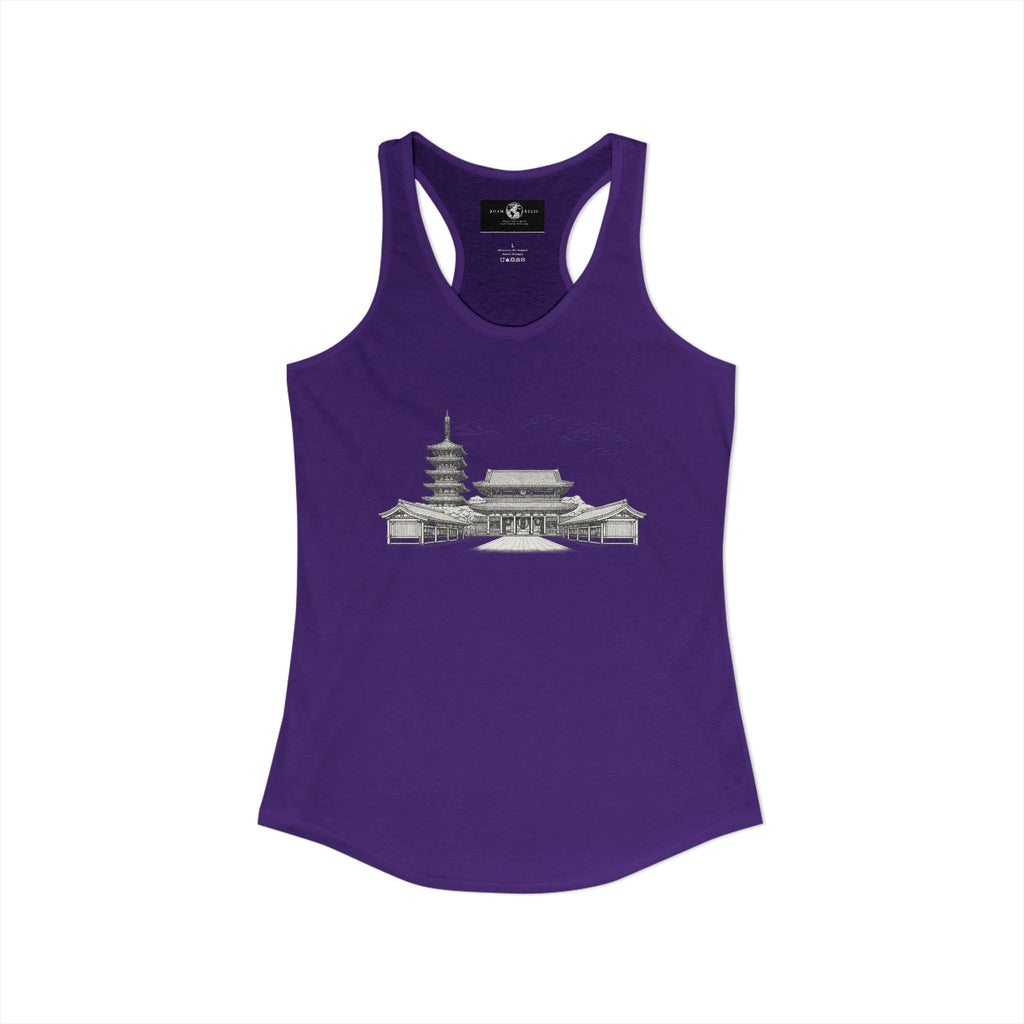 Asakusa Senso-ji Temple Racerback Tank — Minimal Outline Japan Travel Tee