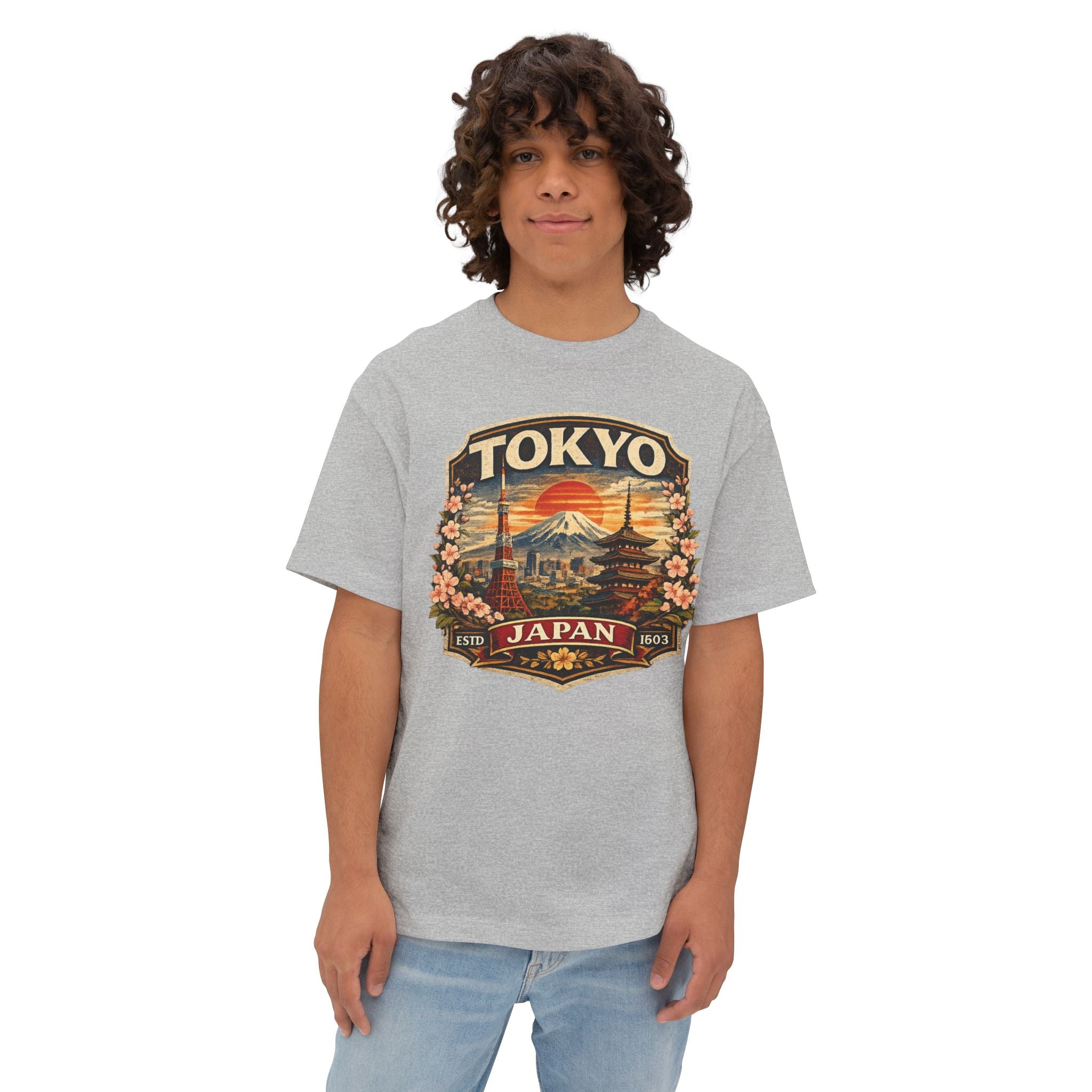 Tokyo Japan Vintage Badge Tee — Retro Mount Fuji & Sakura Graphic T-Shirt