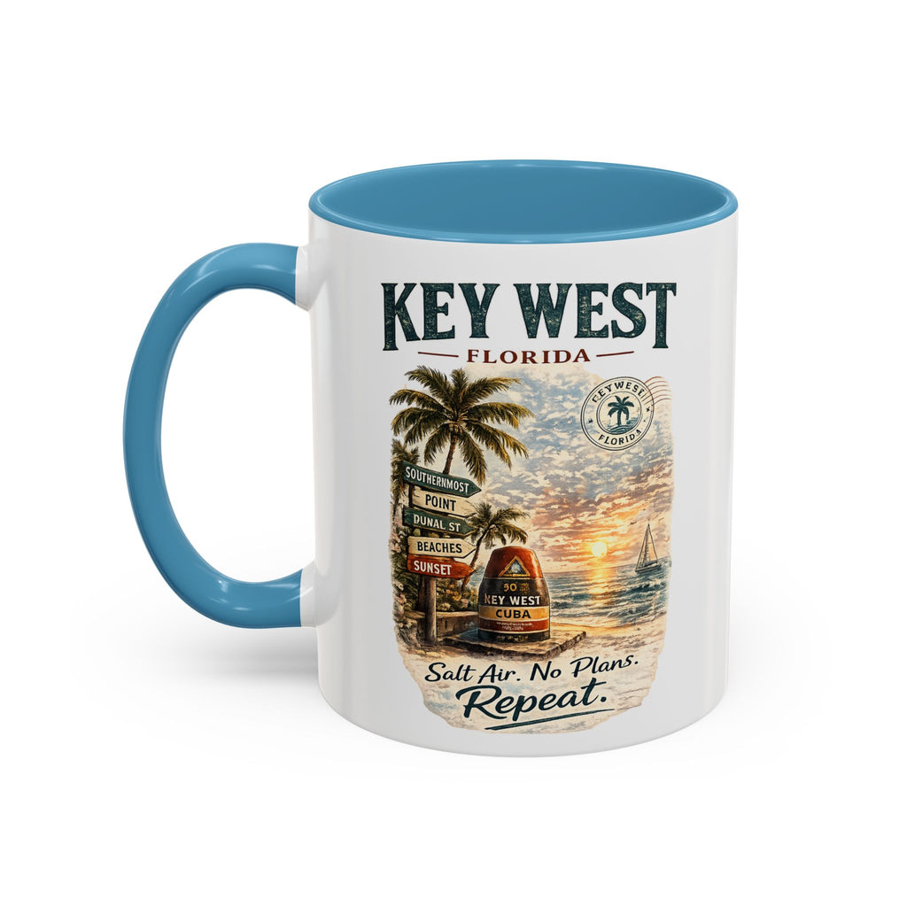 Key West Florida Coffee Mug - 'Salt Air. No Plans. Repeat.' Beach Souvenir Accent Mug (11/15oz)
