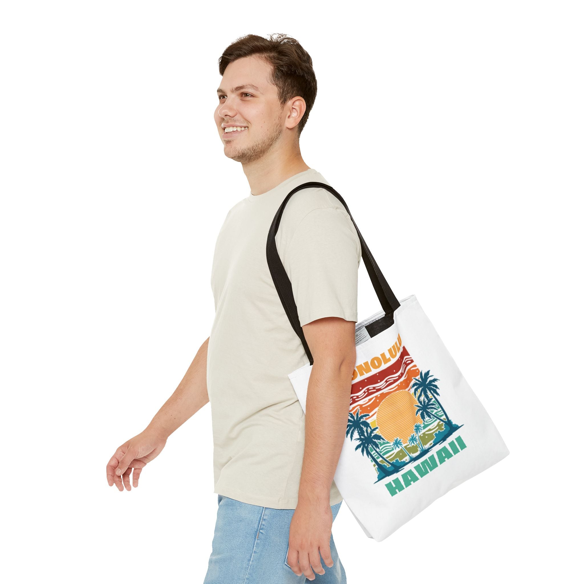 Honolulu Hawaii Sunset Tote Bag – Vintage Palm Beach Vacation Tote
