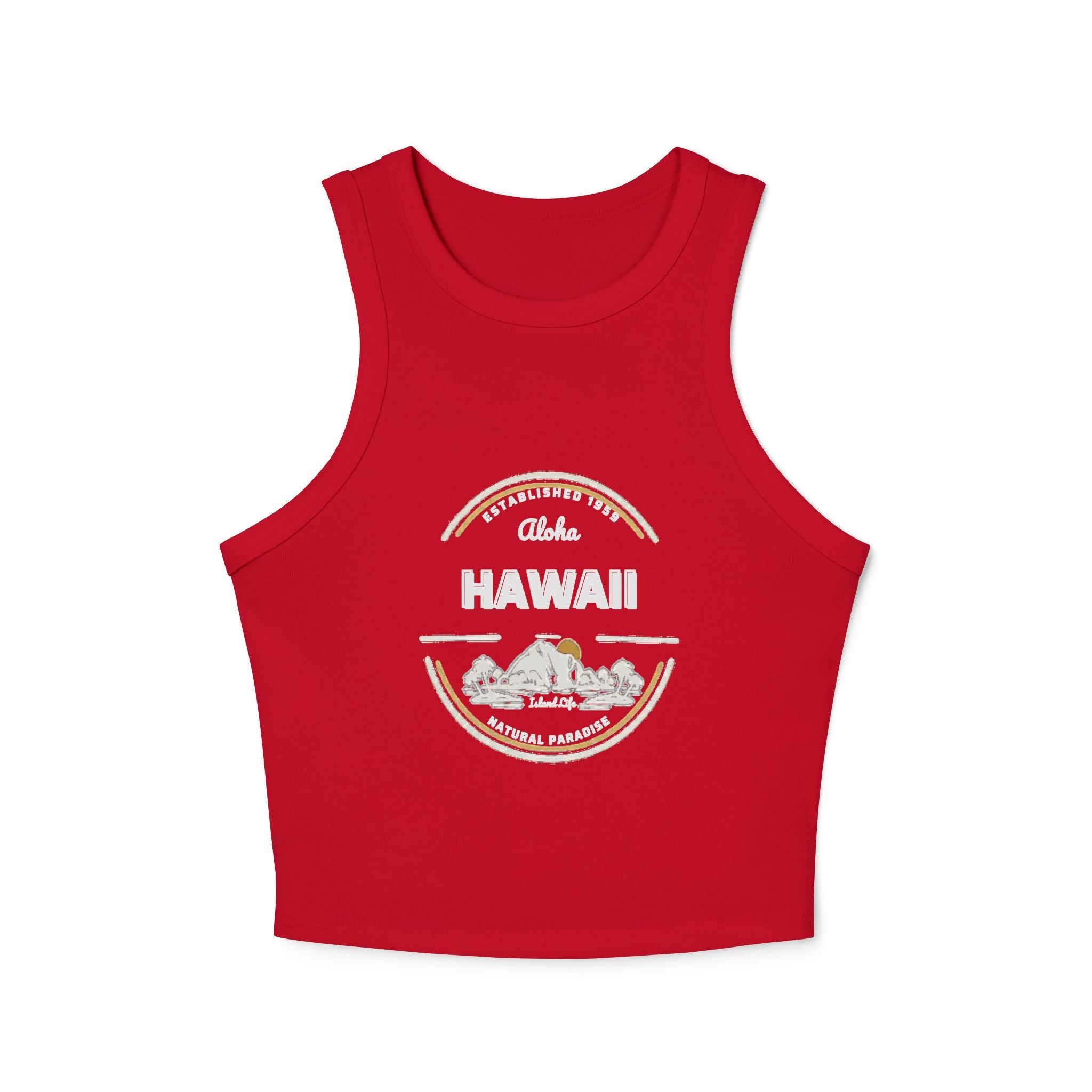 Hawaii Sunset Racer Tank Top — Vintage Island Graphic