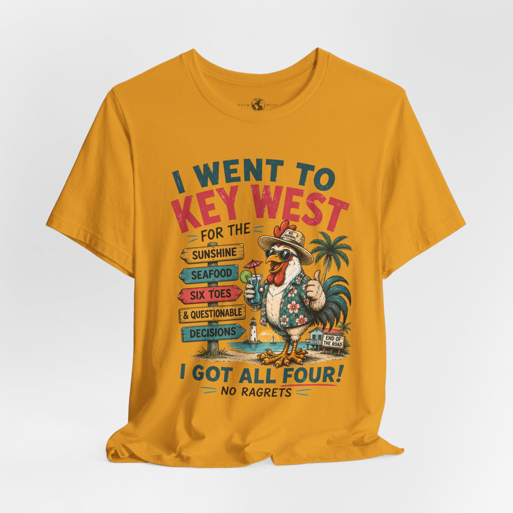 Key West Vacation T‑Shirt — “I Went to Key West for the Sunshine, Seafood, Six Toes & Questionable Decisions” - No Ragrets