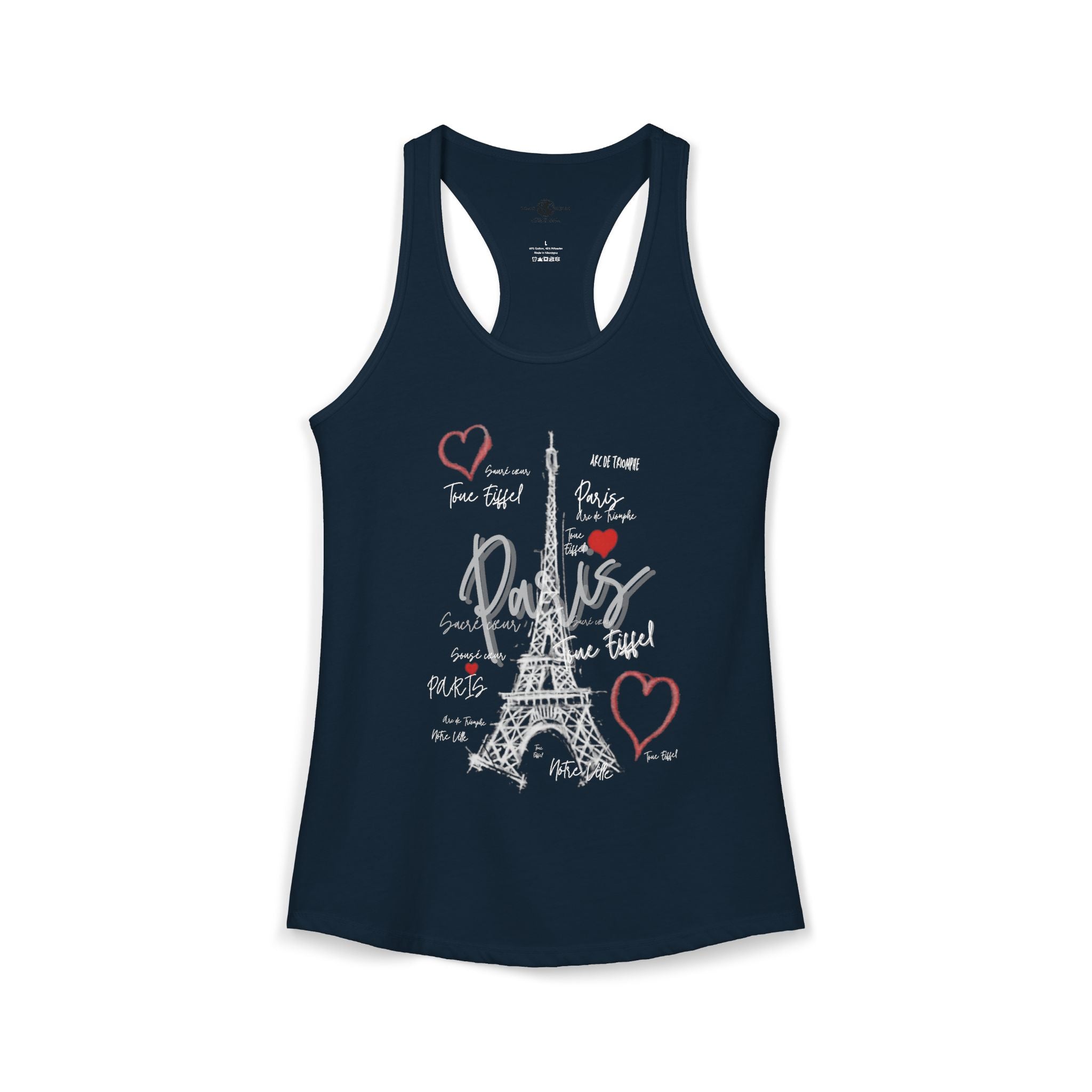 Paris Memories Racerback Tank — Chalky Graffiti Eiffel Tower Art